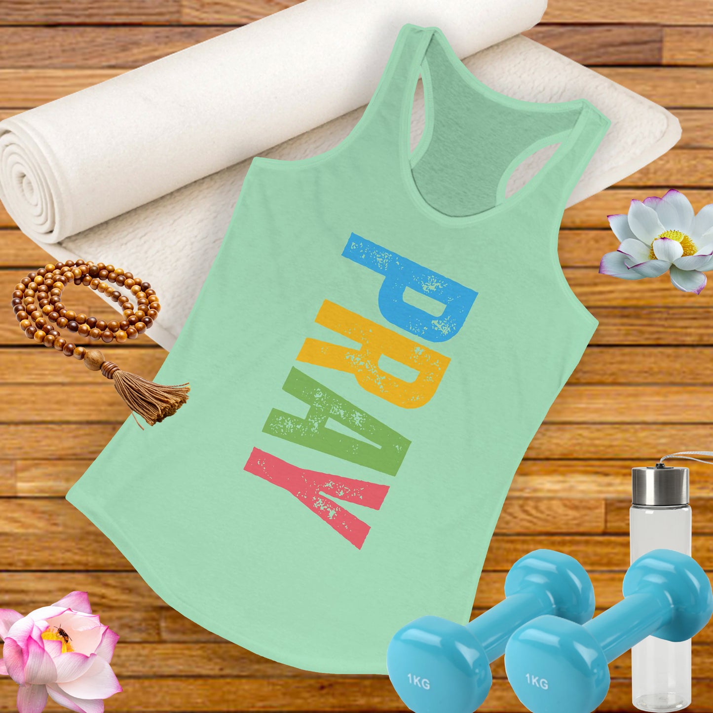 PRAY Bold Graphic Racerback Tank – Empowering, Faith-Inspired Women’s Activewear