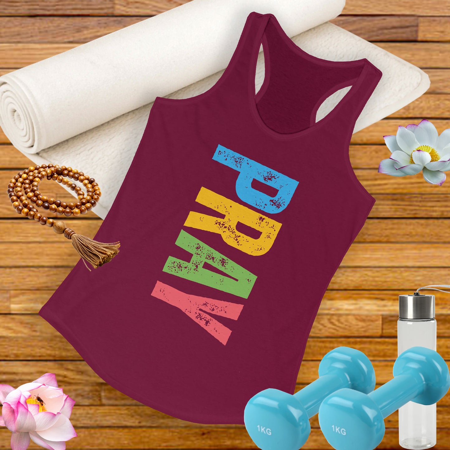 PRAY Bold Graphic Racerback Tank – Empowering, Faith-Inspired Women’s Activewear