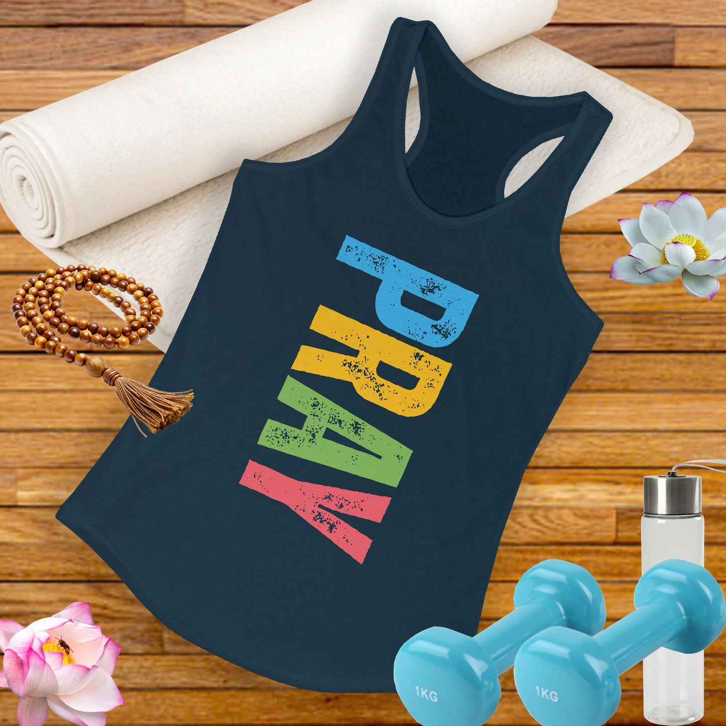 PRAY Bold Graphic Racerback Tank – Empowering, Faith-Inspired Women’s Activewear