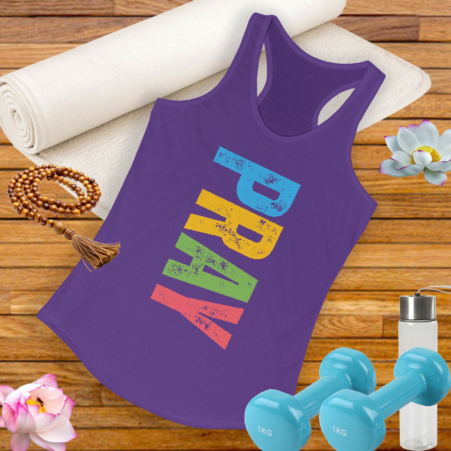PRAY Bold Graphic Racerback Tank – Empowering, Faith-Inspired Women’s Activewear