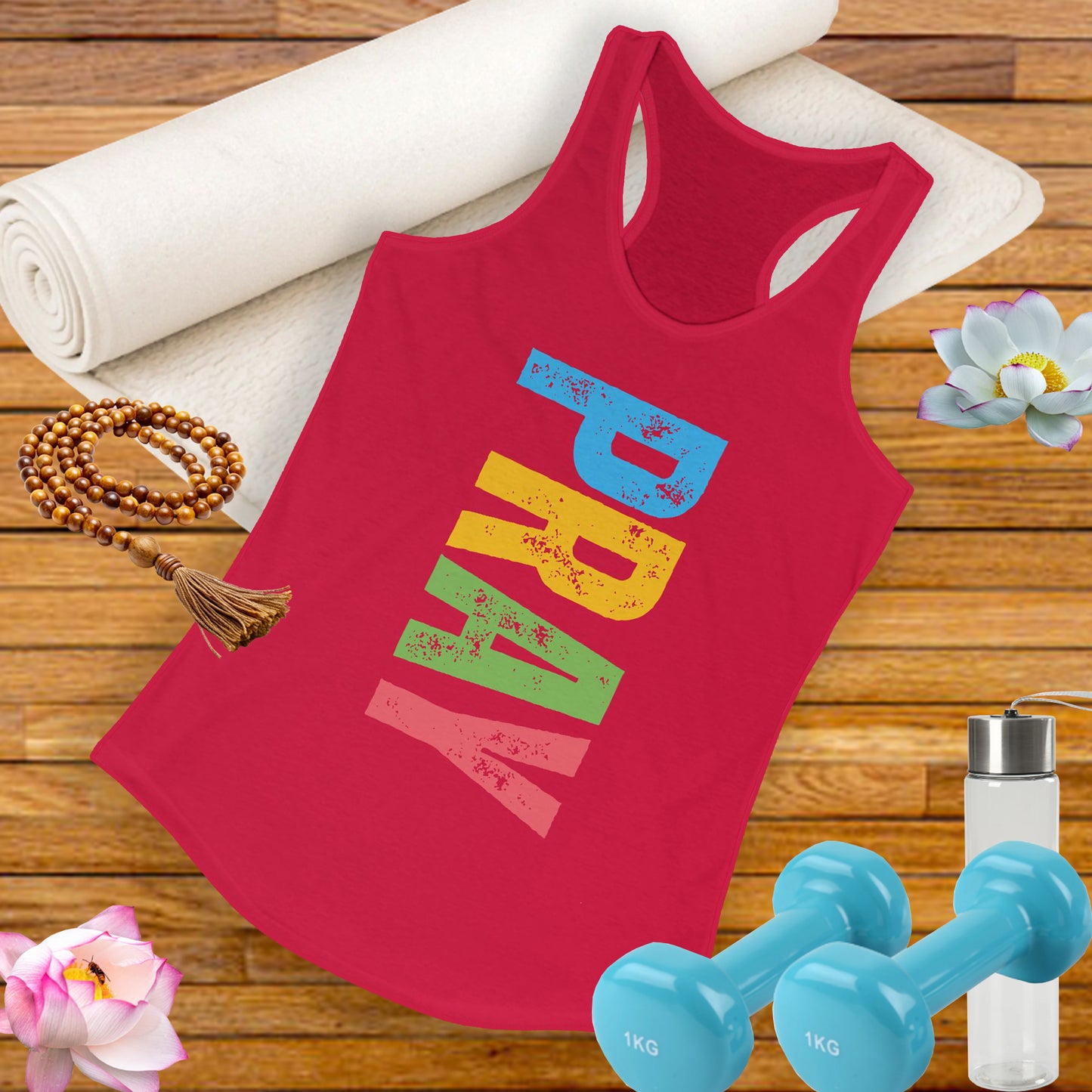 PRAY Bold Graphic Racerback Tank – Empowering, Faith-Inspired Women’s Activewear