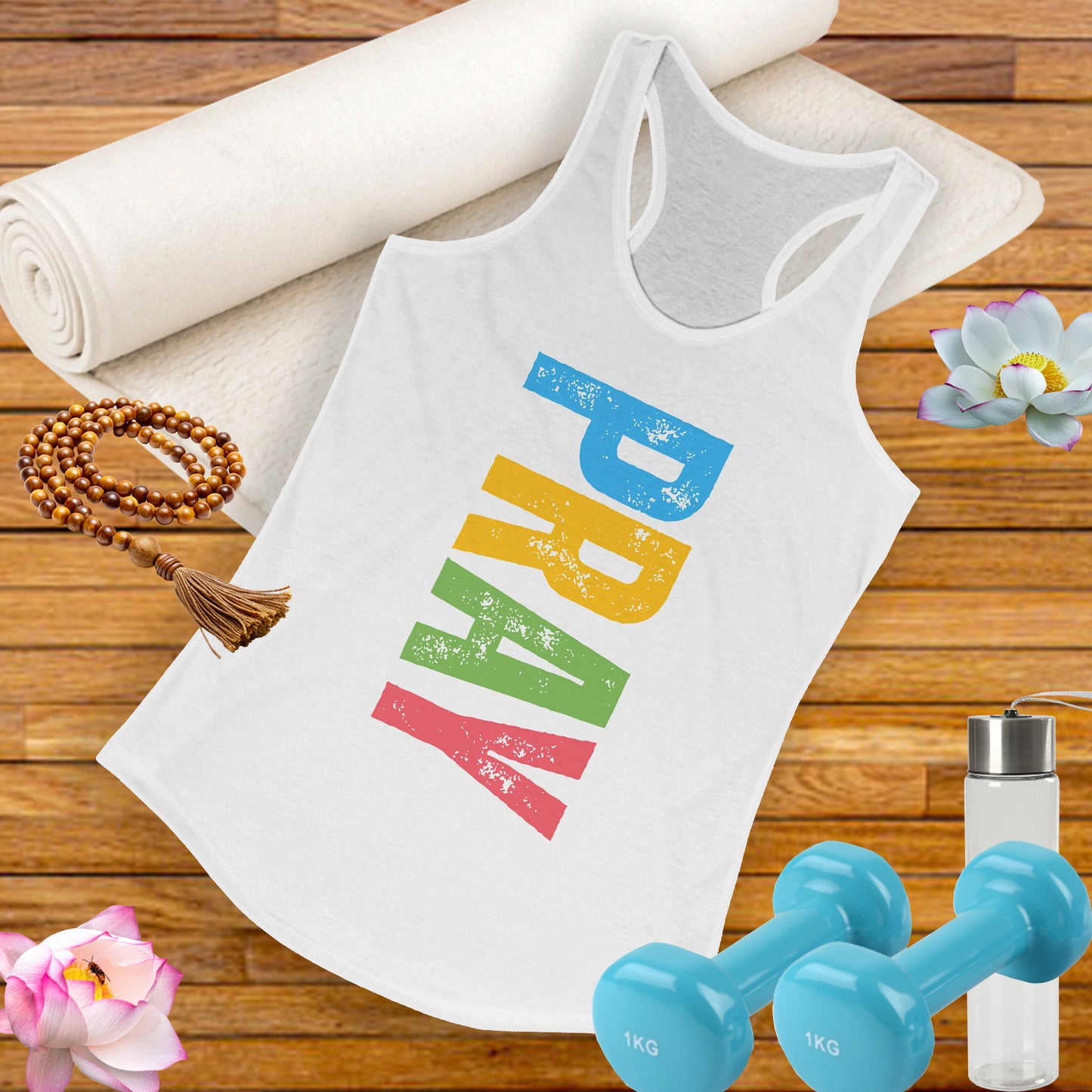 PRAY Bold Graphic Racerback Tank – Empowering, Faith-Inspired Women’s Activewear