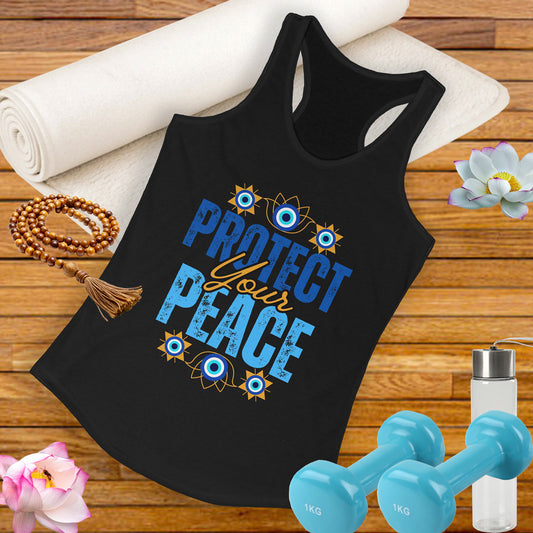"Protect Your Peace" Tank - Wear Your Energy, Guard Your Light Women's Racerback Tank