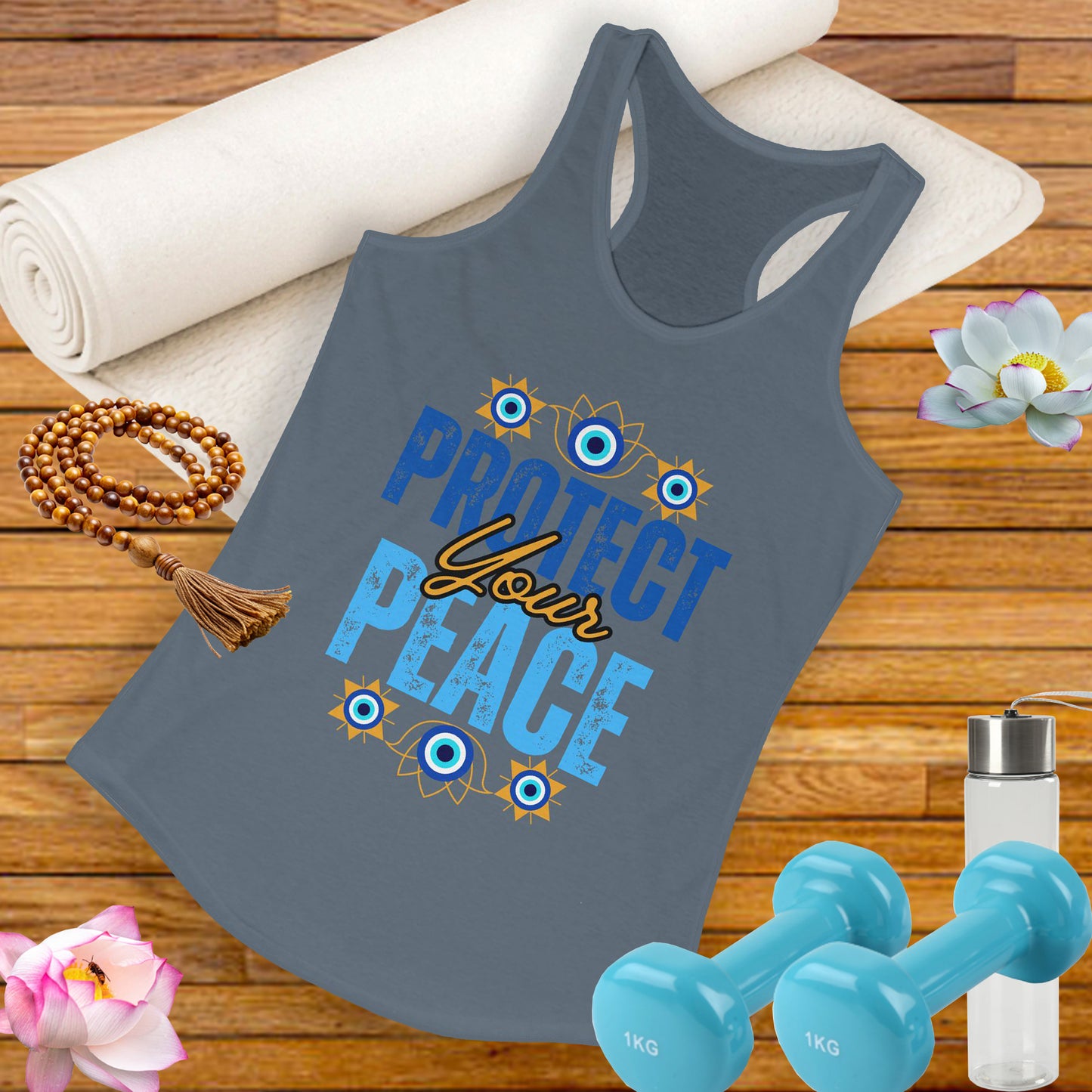 "Protect Your Peace" Tank - Wear Your Energy, Guard Your Light Women's Racerback Tank
