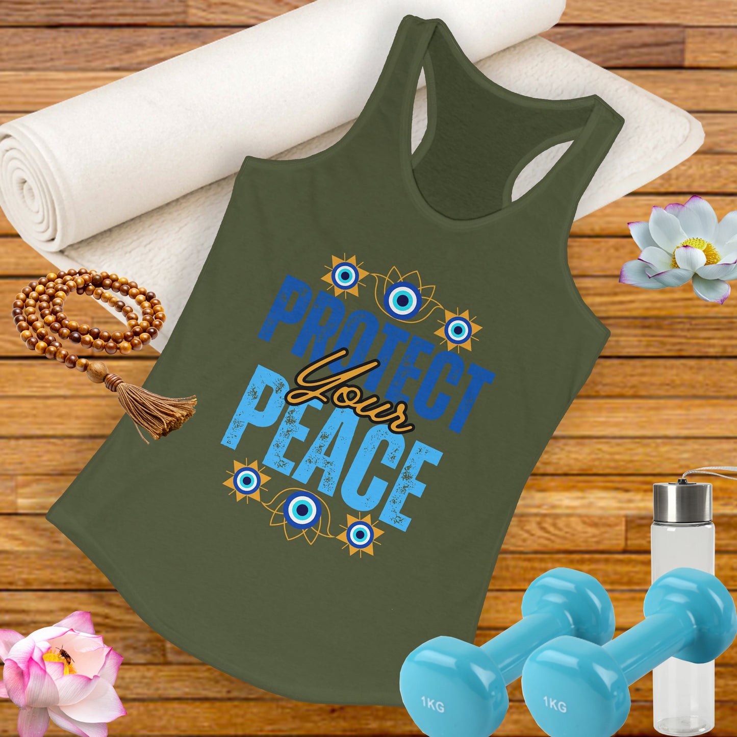 "Protect Your Peace" Tank - Wear Your Energy, Guard Your Light Women's Racerback Tank