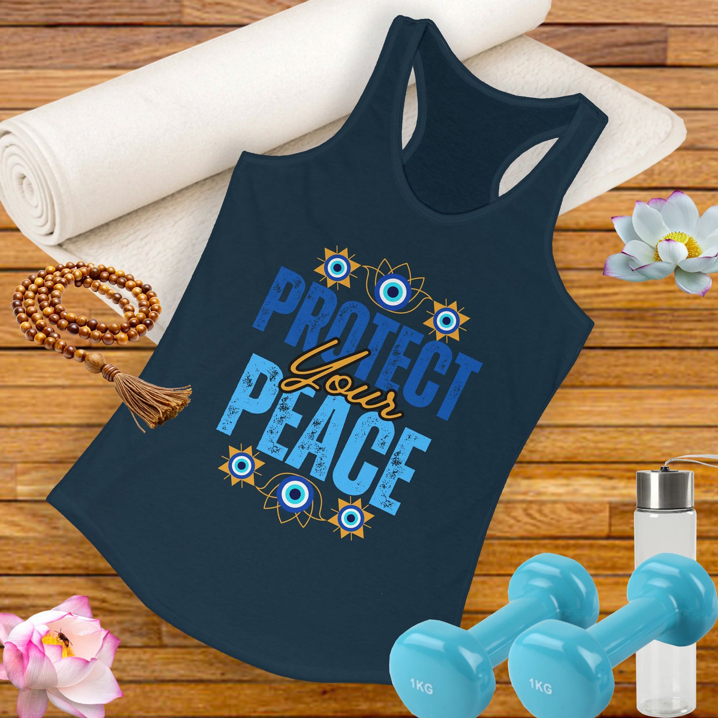 "Protect Your Peace" Tank - Wear Your Energy, Guard Your Light Women's Racerback Tank