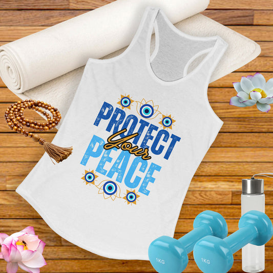 "Protect Your Peace" Tank - Wear Your Energy, Guard Your Light Women's Racerback Tank