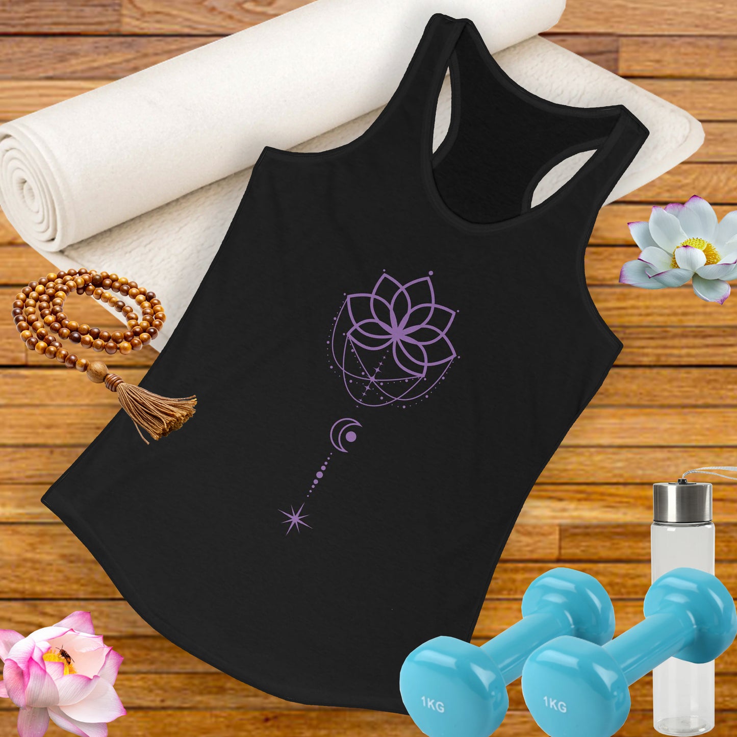 "Lunar Harmony" – Mandala & Moon Racerback Tank Top