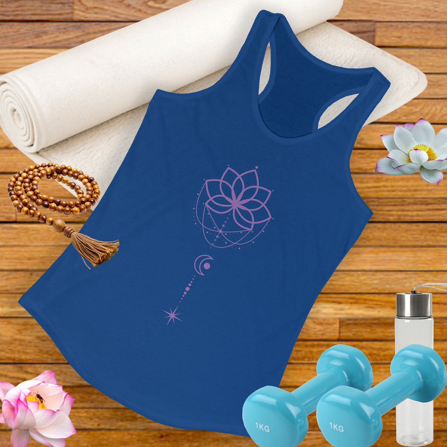"Lunar Harmony" – Mandala & Moon Racerback Tank Top
