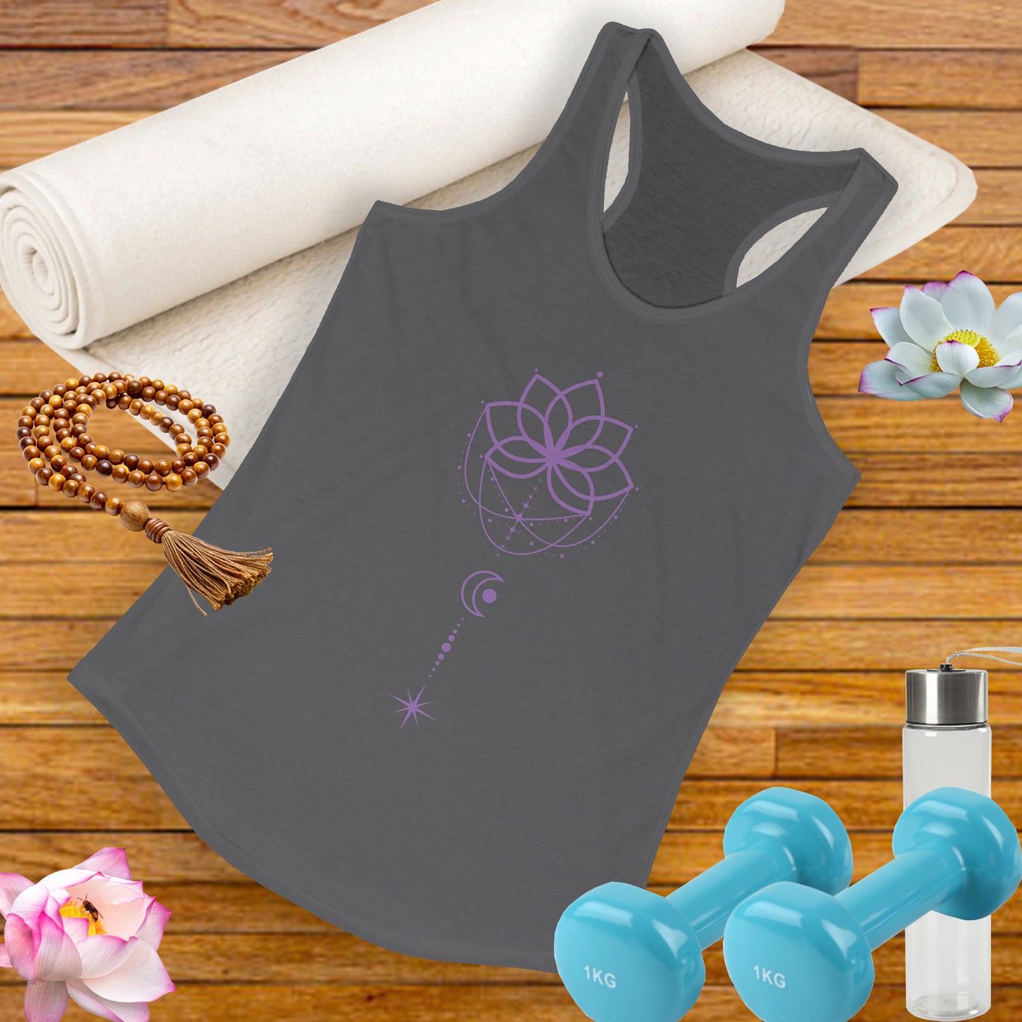 "Lunar Harmony" – Mandala & Moon Racerback Tank Top