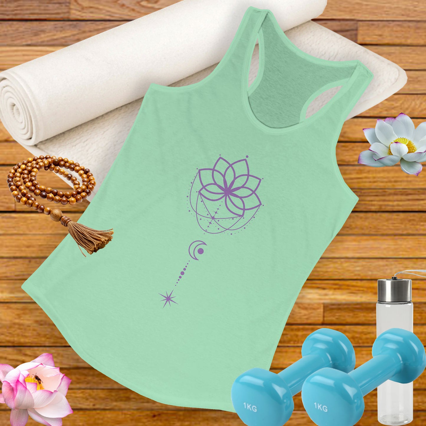 "Lunar Harmony" – Mandala & Moon Racerback Tank Top
