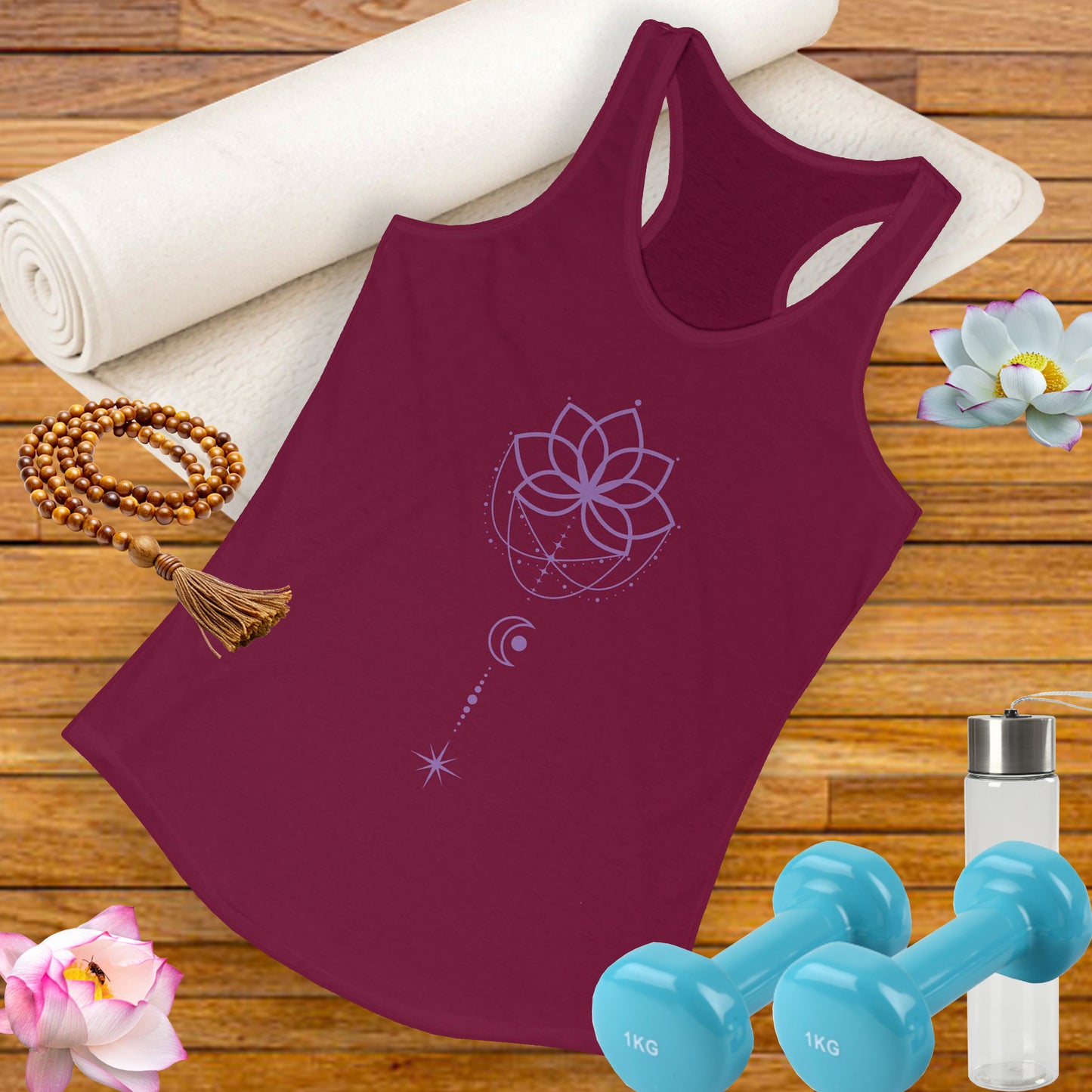 "Lunar Harmony" – Mandala & Moon Racerback Tank Top