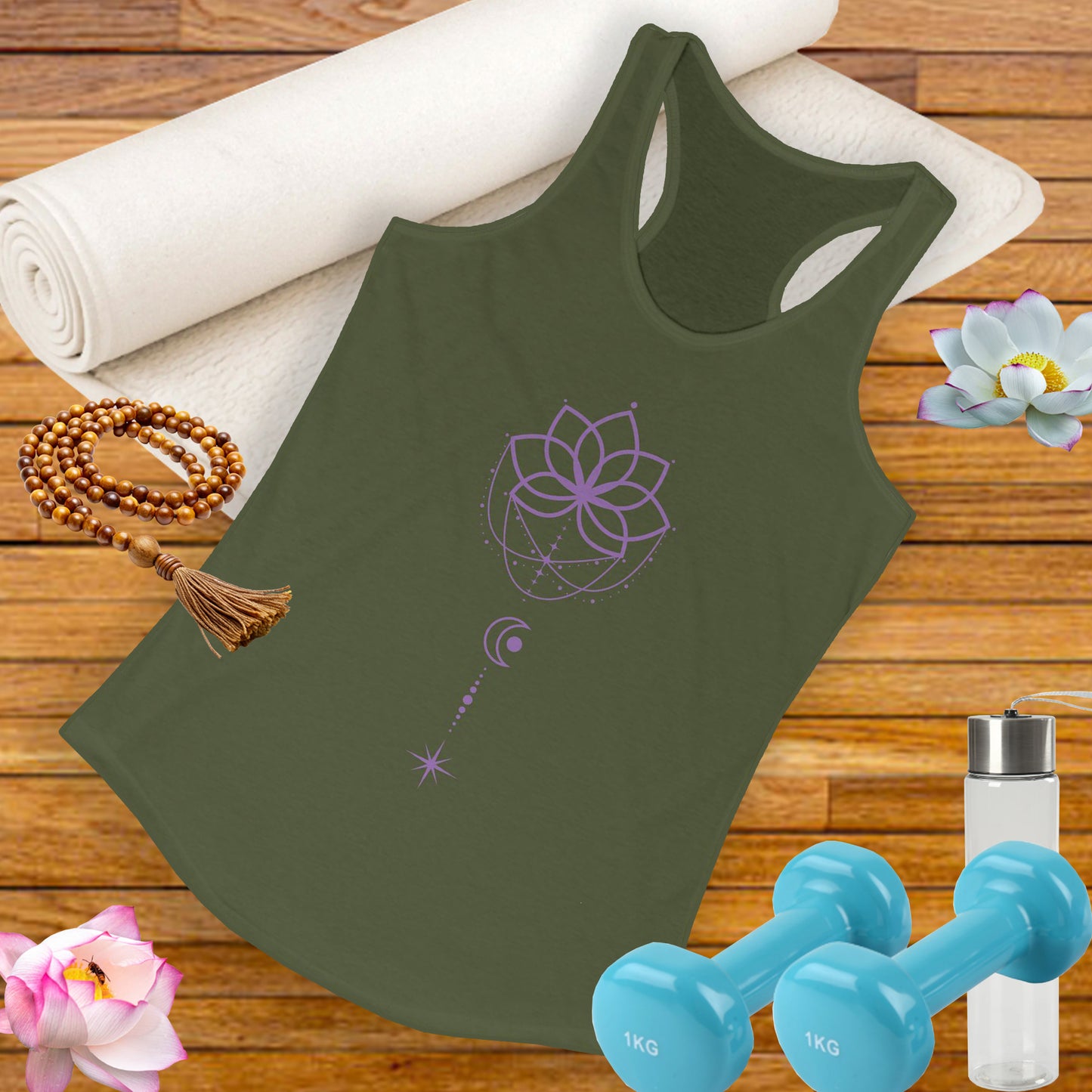 "Lunar Harmony" – Mandala & Moon Racerback Tank Top