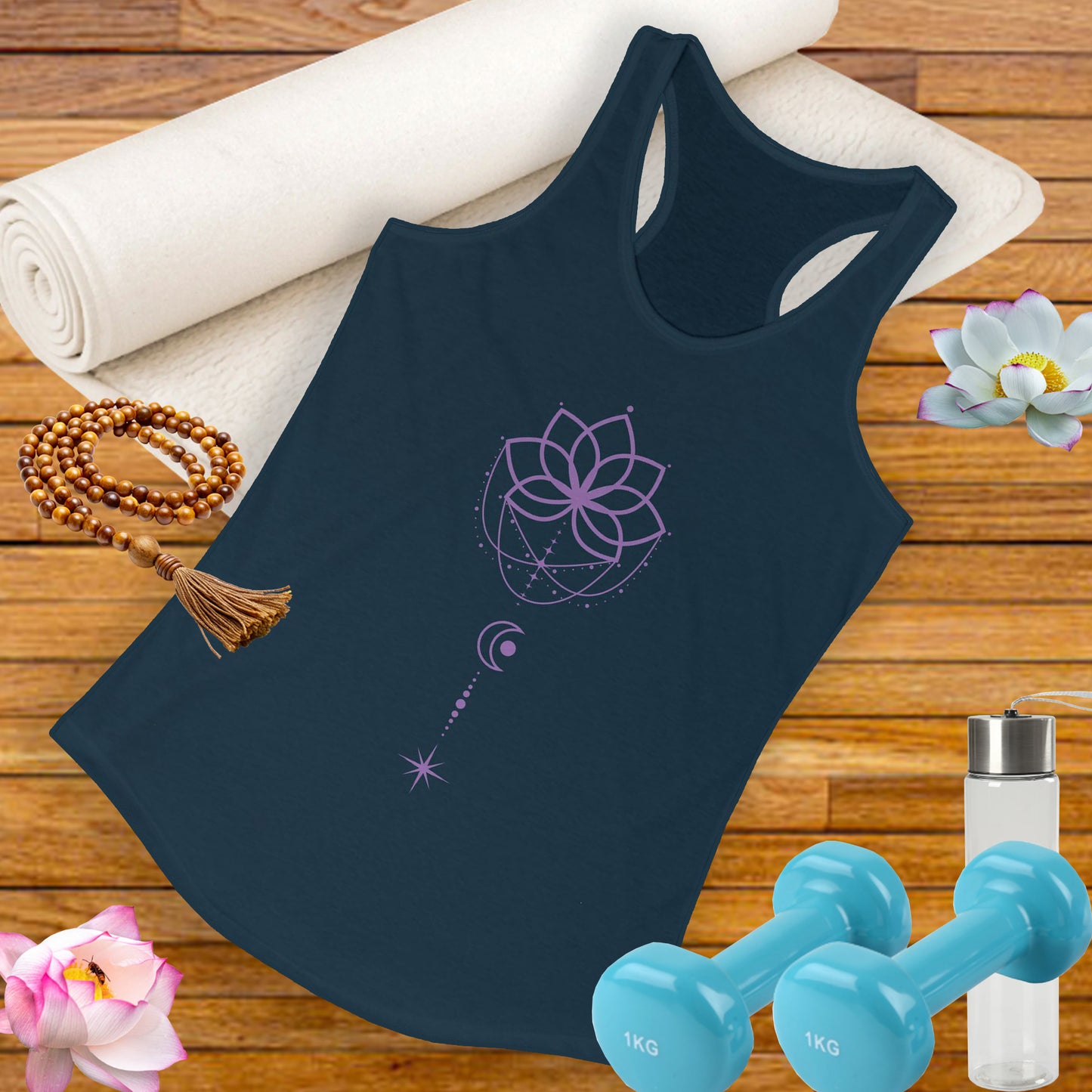 "Lunar Harmony" – Mandala & Moon Racerback Tank Top