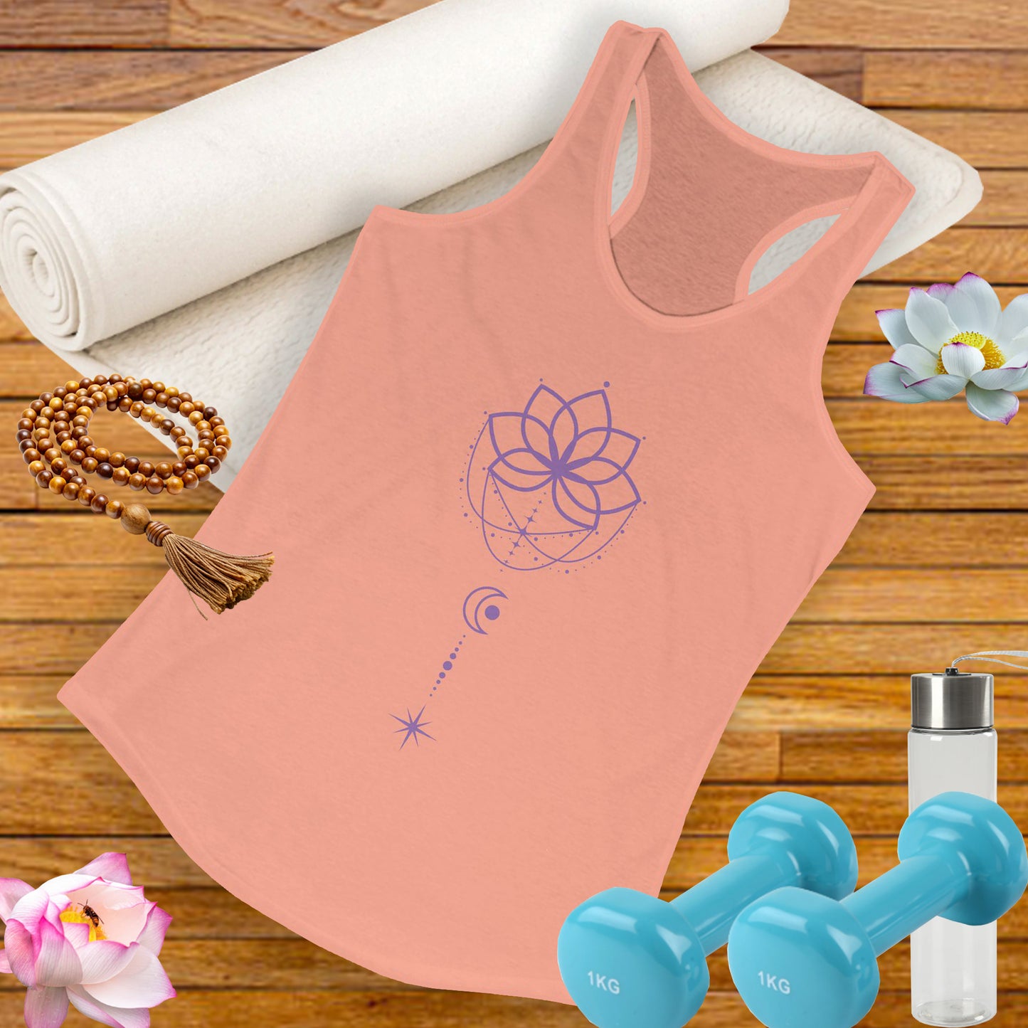 "Lunar Harmony" – Mandala & Moon Racerback Tank Top