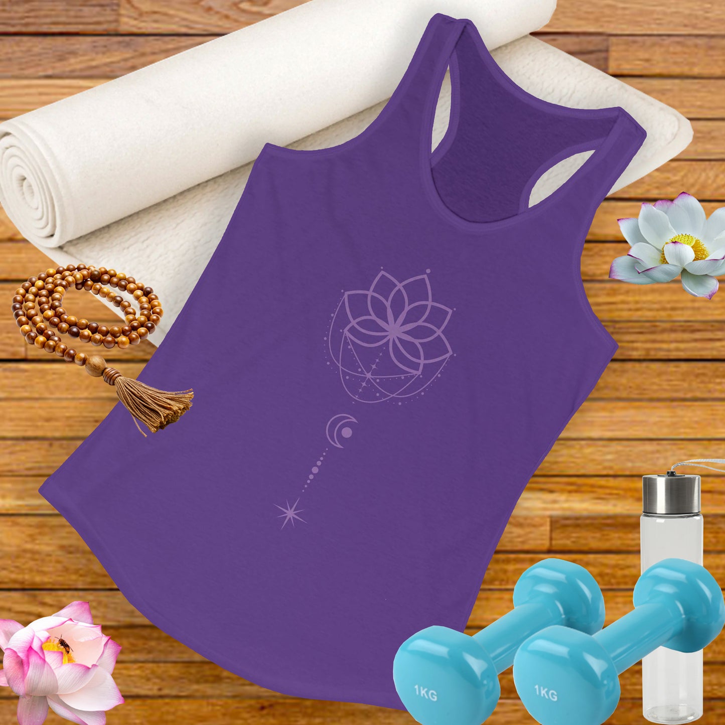 "Lunar Harmony" – Mandala & Moon Racerback Tank Top