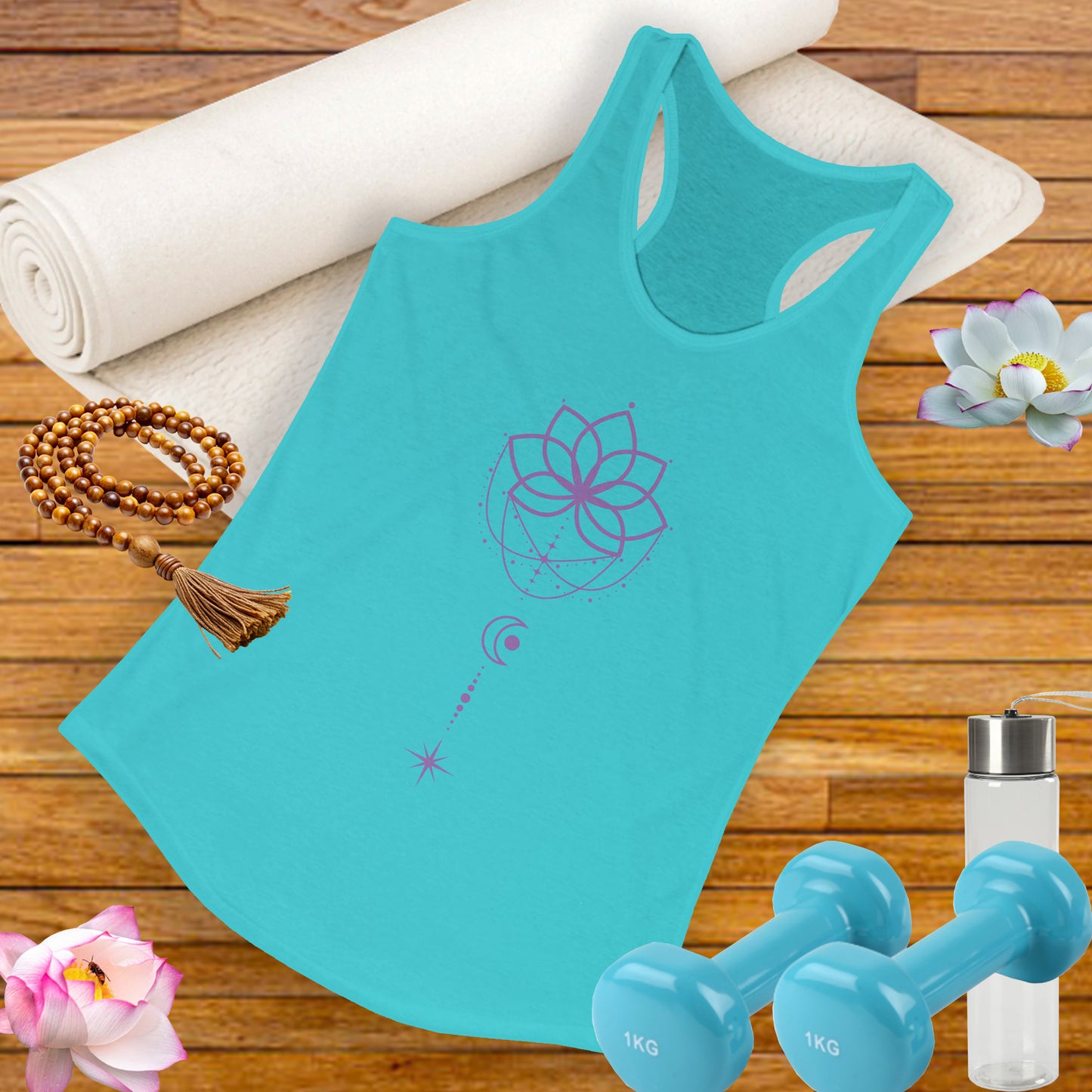 "Lunar Harmony" – Mandala & Moon Racerback Tank Top