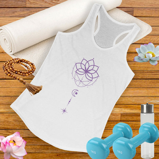 "Lunar Harmony" – Mandala & Moon Racerback Tank Top