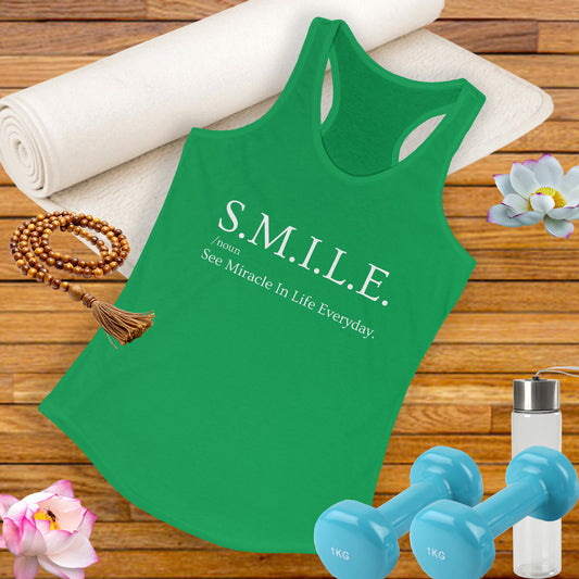 S.M.I.L.E.  - See Miracle In Life Everyday - Inspirational Women's Racerback Tank Top