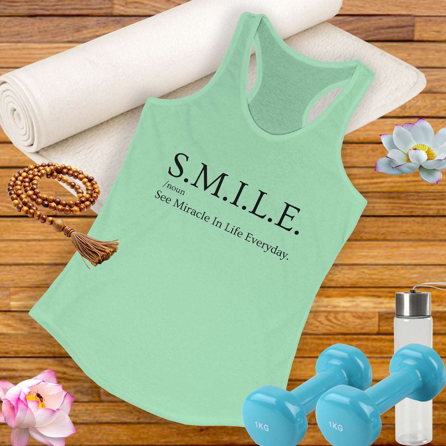 S.M.I.L.E.  - See Miracle In Life Everyday - Inspirational Women's Racerback Tank Top