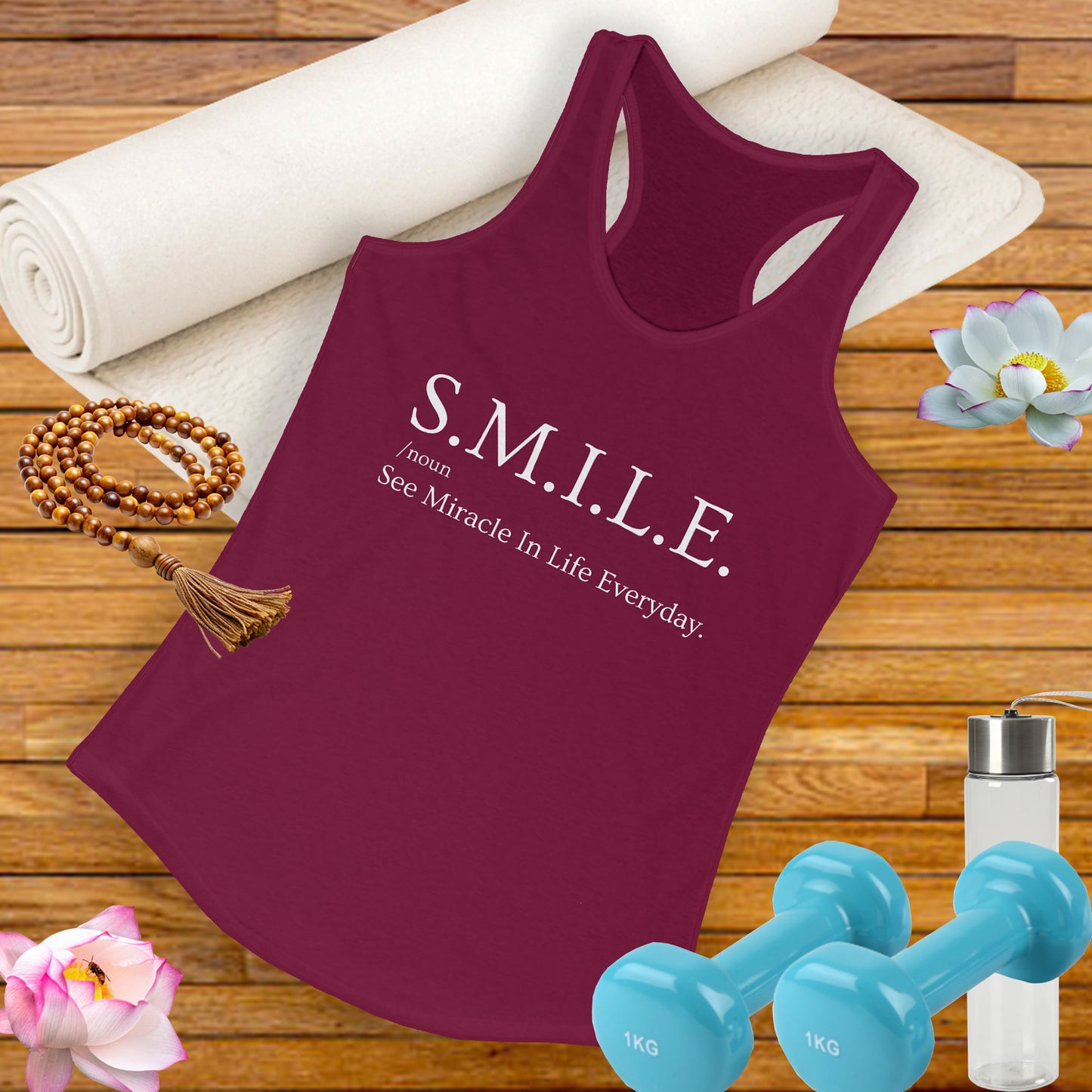 S.M.I.L.E.  - See Miracle In Life Everyday - Inspirational Women's Racerback Tank Top