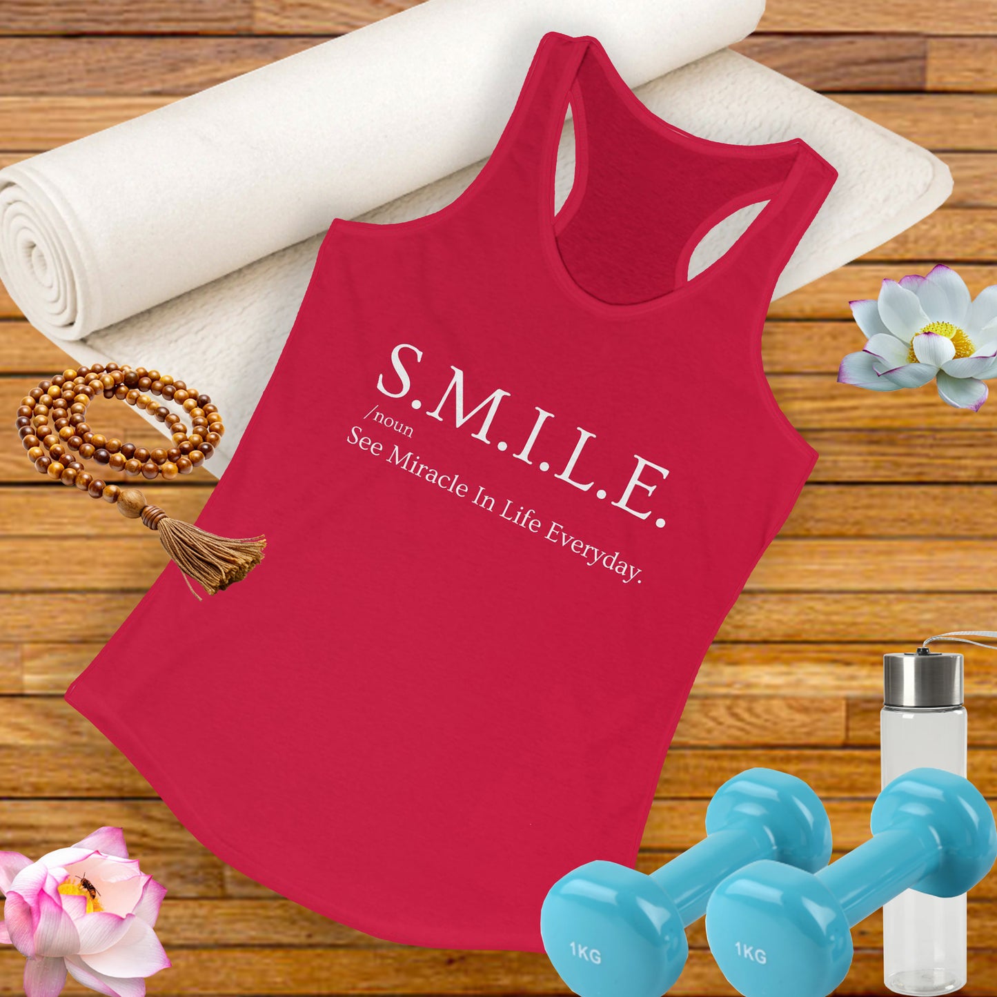 S.M.I.L.E.  - See Miracle In Life Everyday - Inspirational Women's Racerback Tank Top