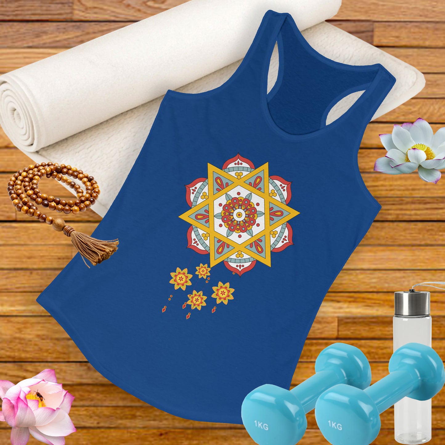 Stellar Mandala Racerback Tank – Colorful BOHO Star Design