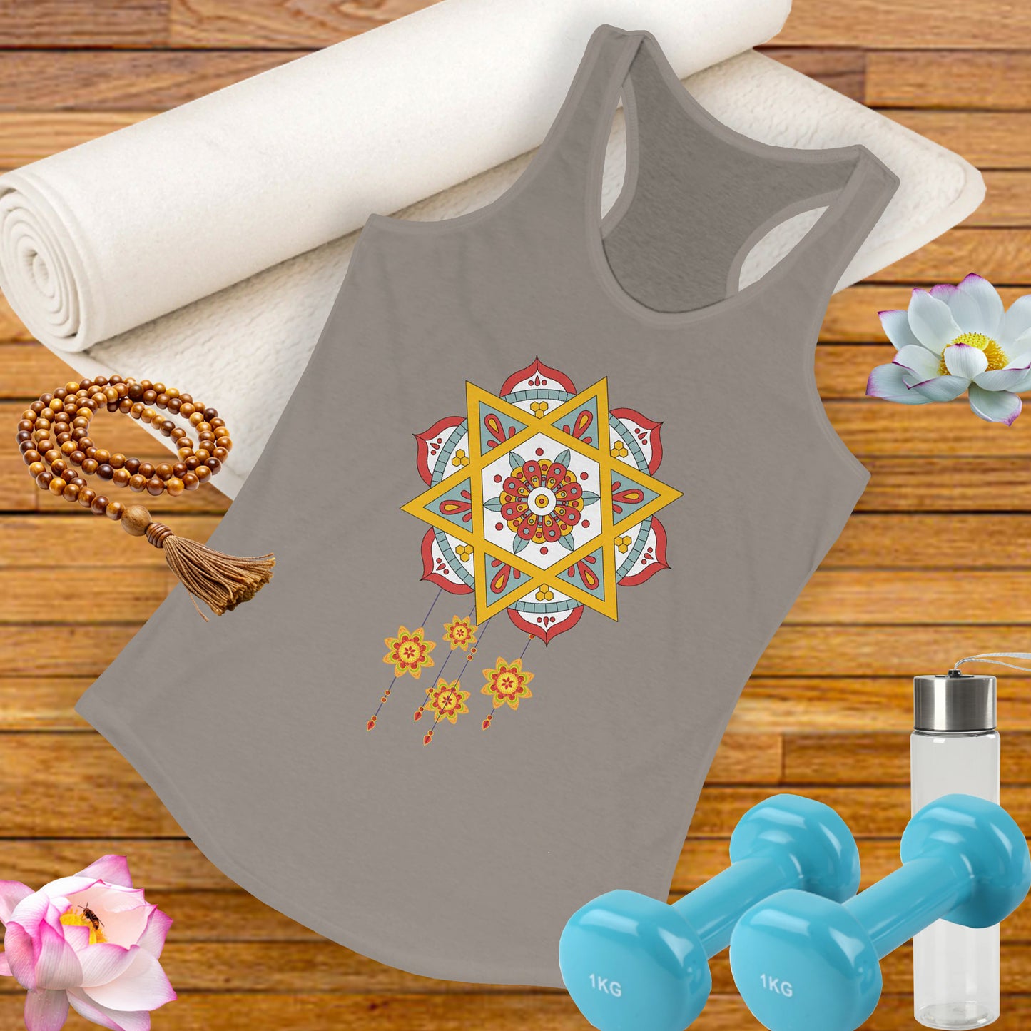 Stellar Mandala Racerback Tank – Colorful BOHO Star Design