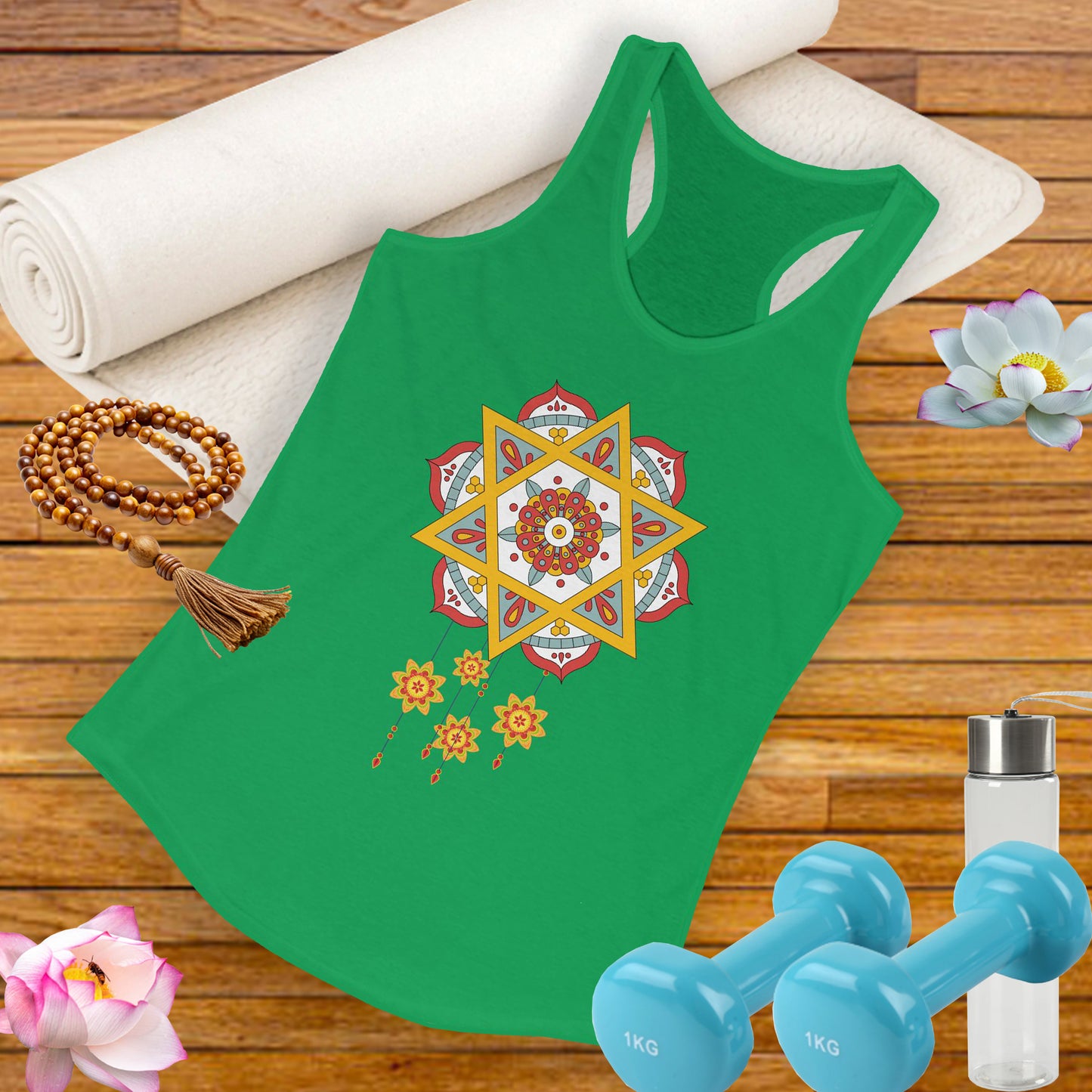 Stellar Mandala Racerback Tank – Colorful BOHO Star Design