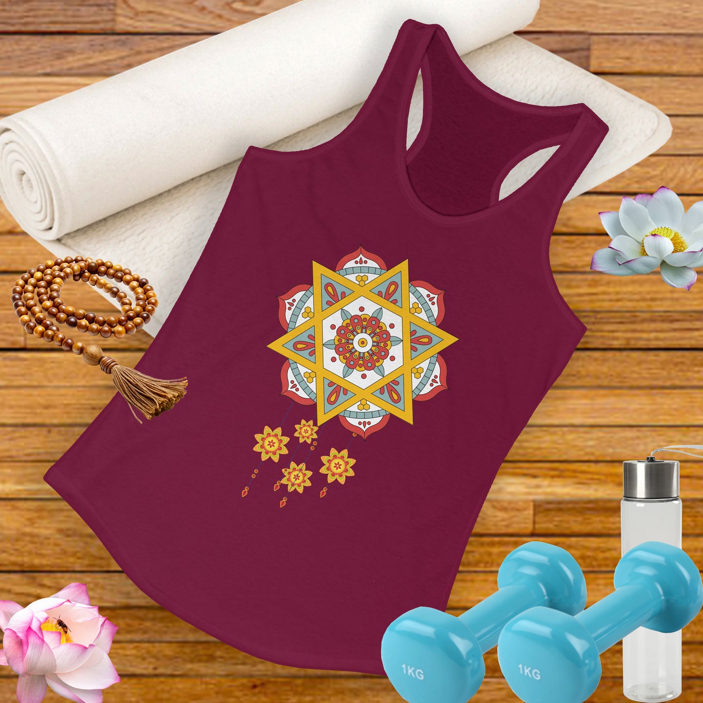 Stellar Mandala Racerback Tank – Colorful BOHO Star Design