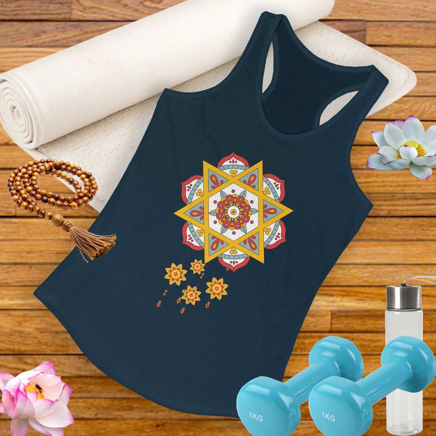 Stellar Mandala Racerback Tank – Colorful BOHO Star Design