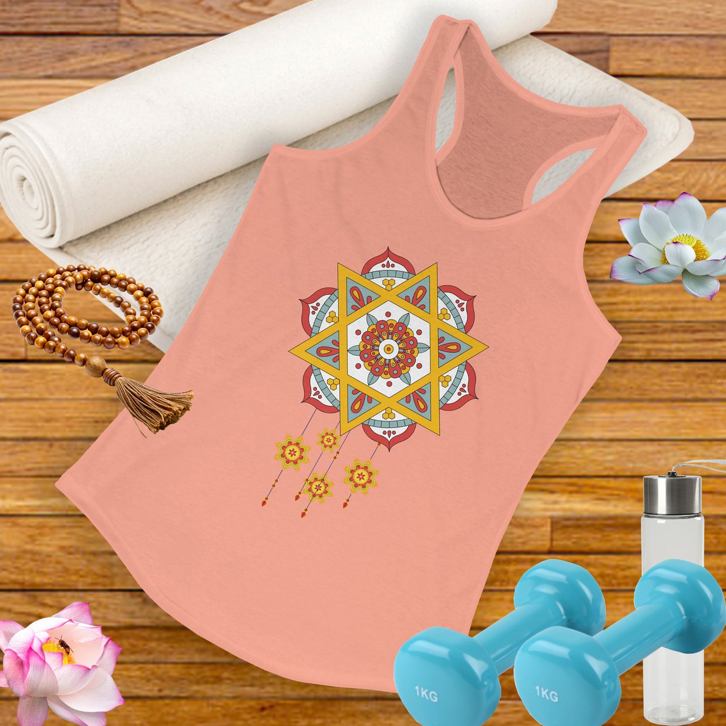 Stellar Mandala Racerback Tank – Colorful BOHO Star Design