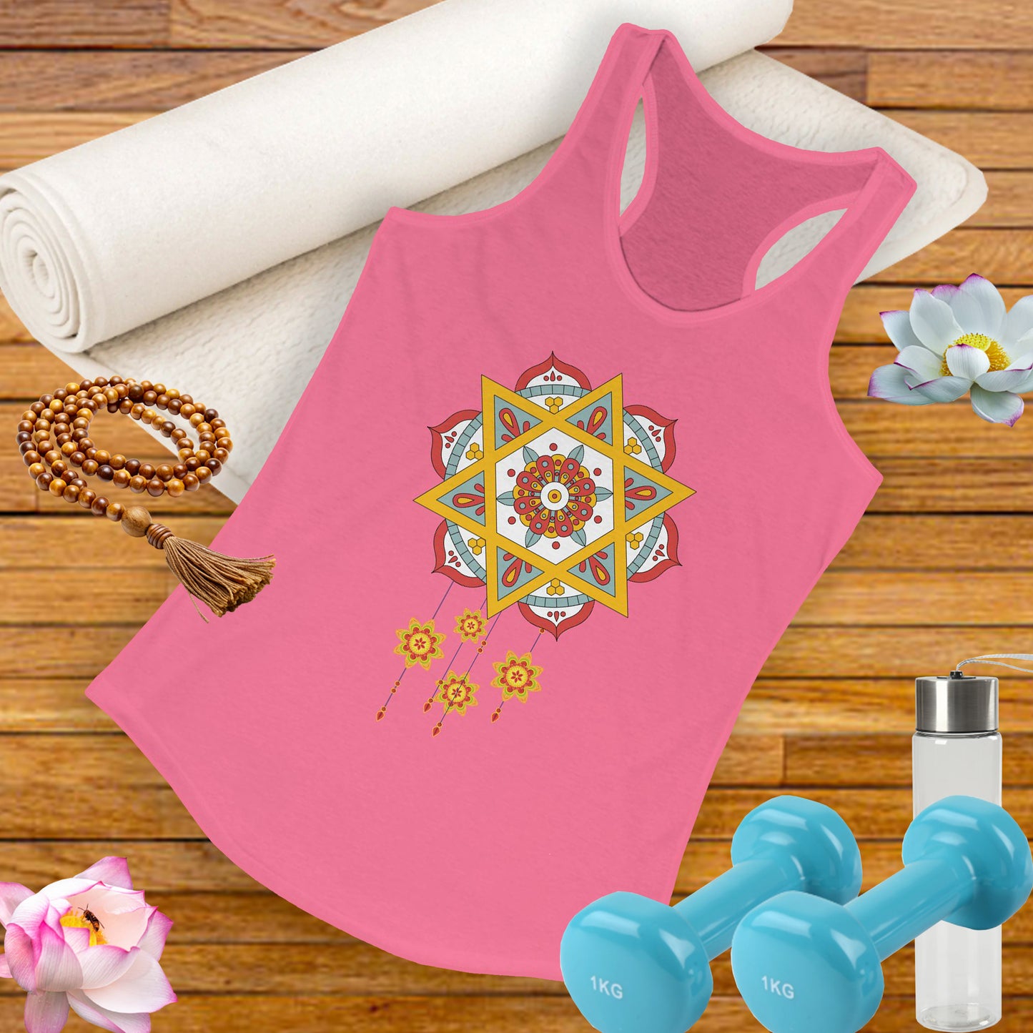 Stellar Mandala Racerback Tank – Colorful BOHO Star Design