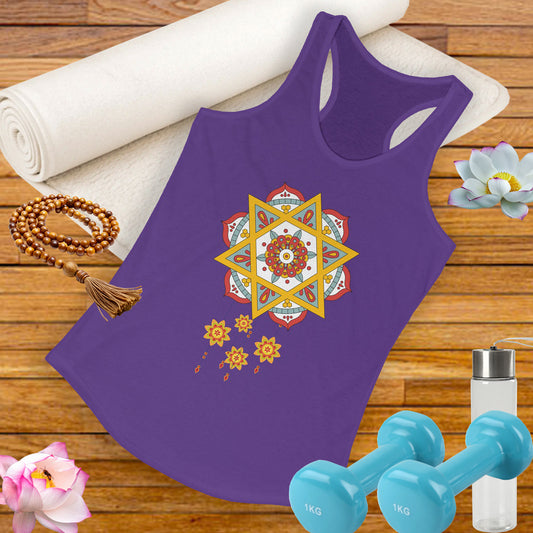 Stellar Mandala Racerback Tank – Colorful BOHO Star Design