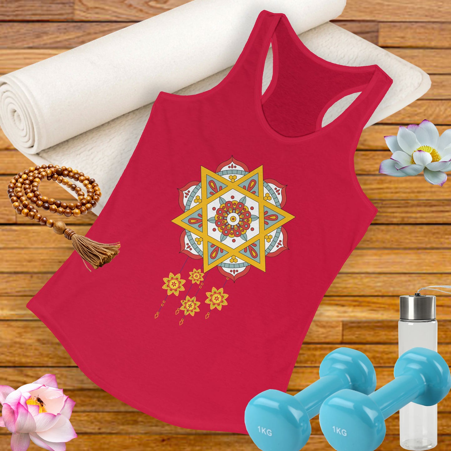 Stellar Mandala Racerback Tank – Colorful BOHO Star Design