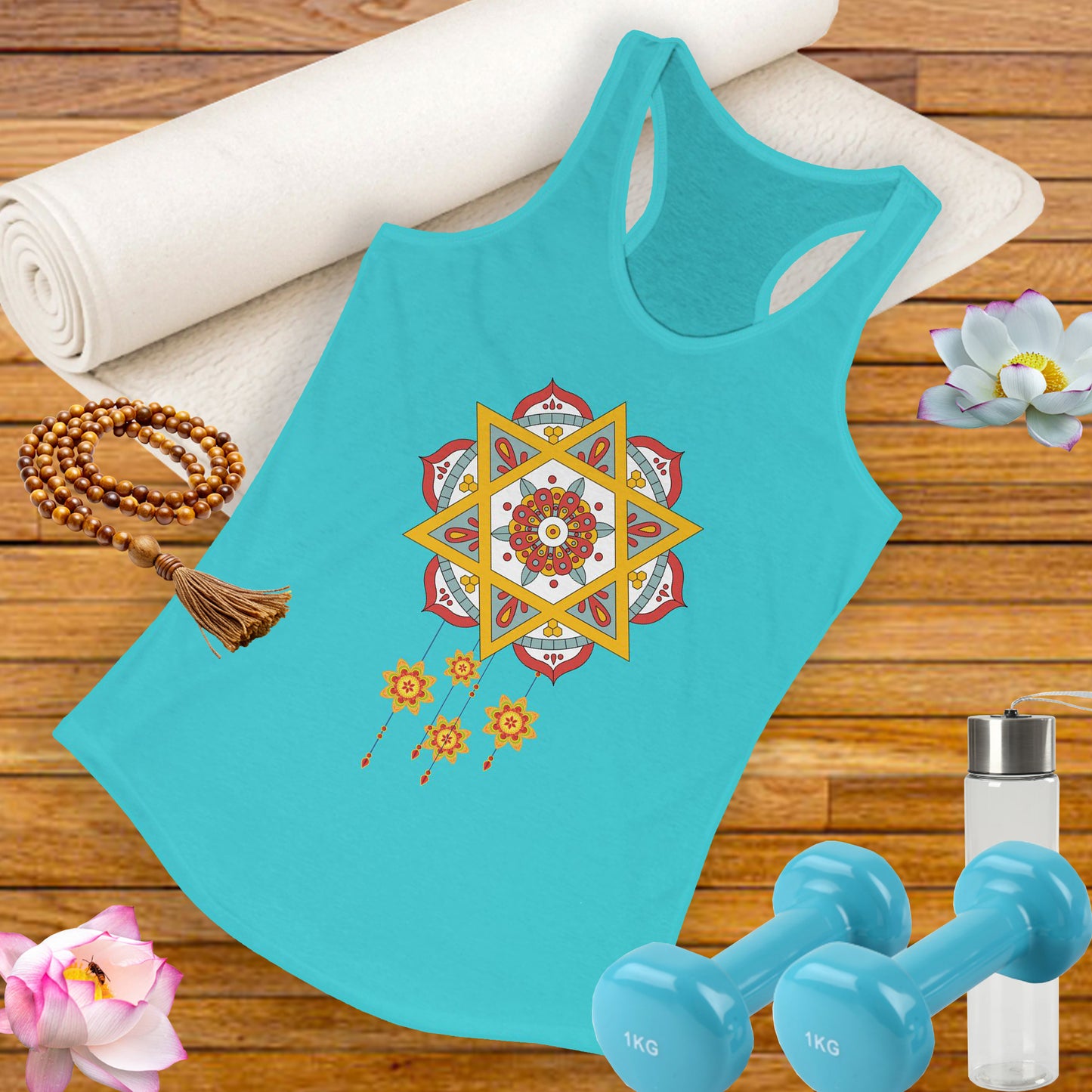 Stellar Mandala Racerback Tank – Colorful BOHO Star Design