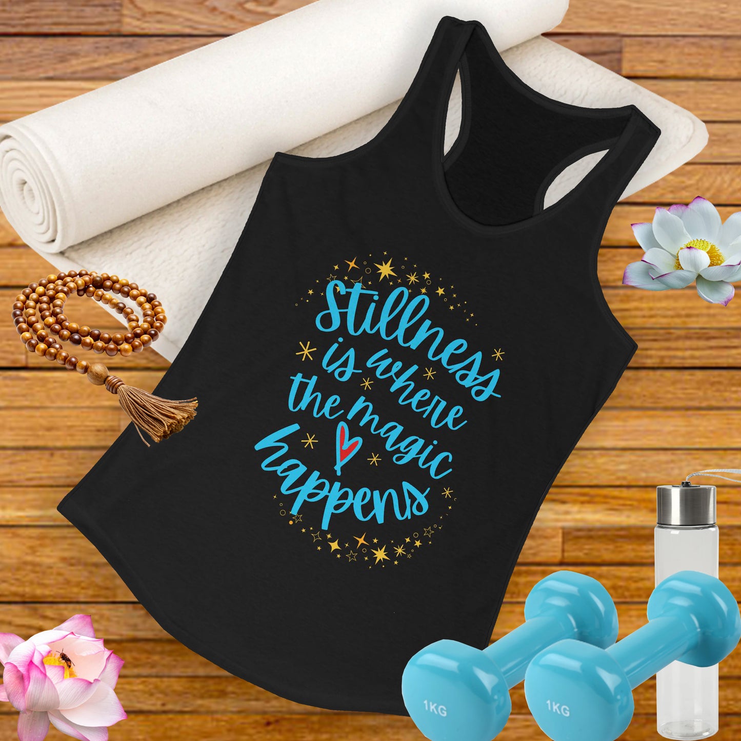 Stillness is Where the Magic Happens - Celestial Affirmation Racerback Tank