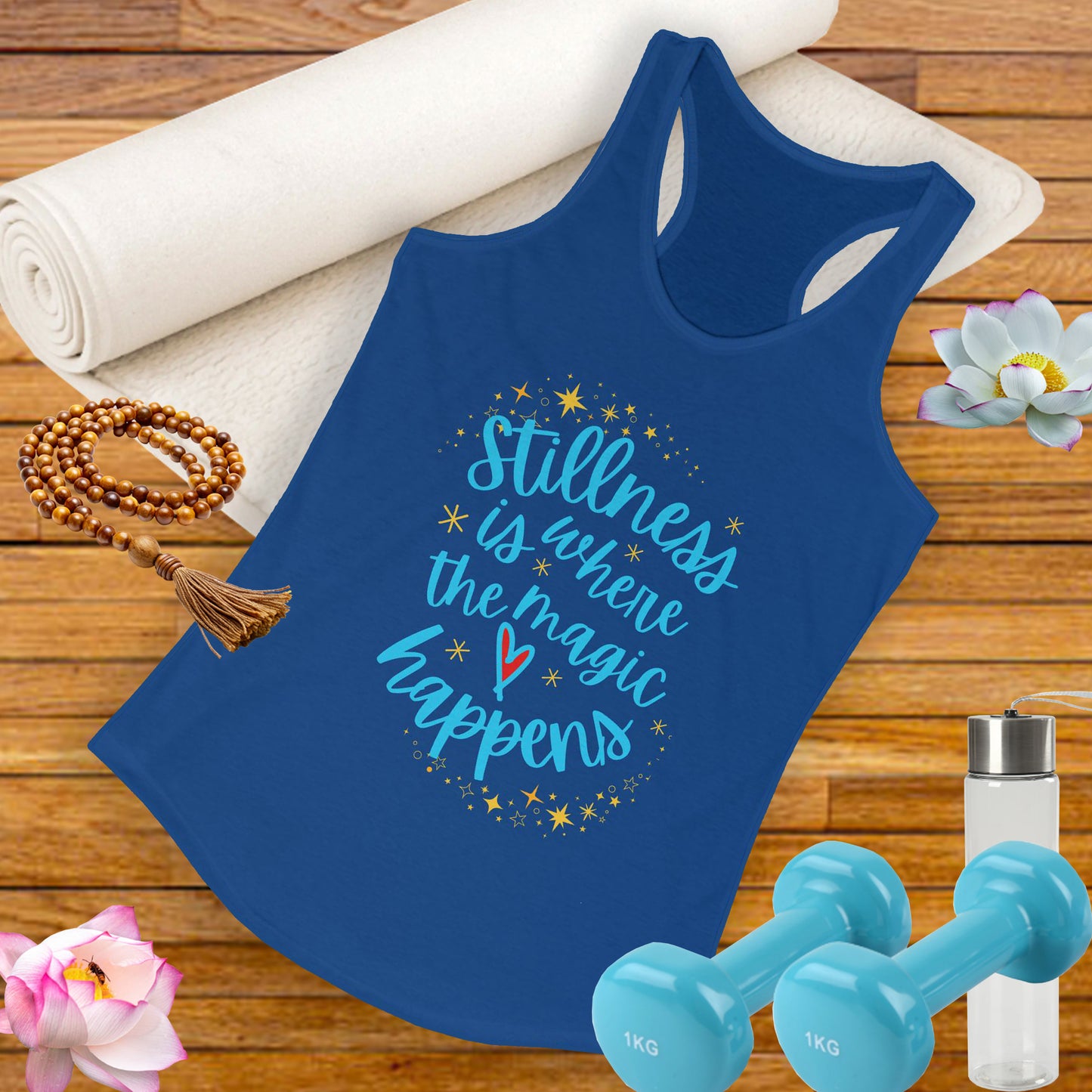 Stillness is Where the Magic Happens - Celestial Affirmation Racerback Tank