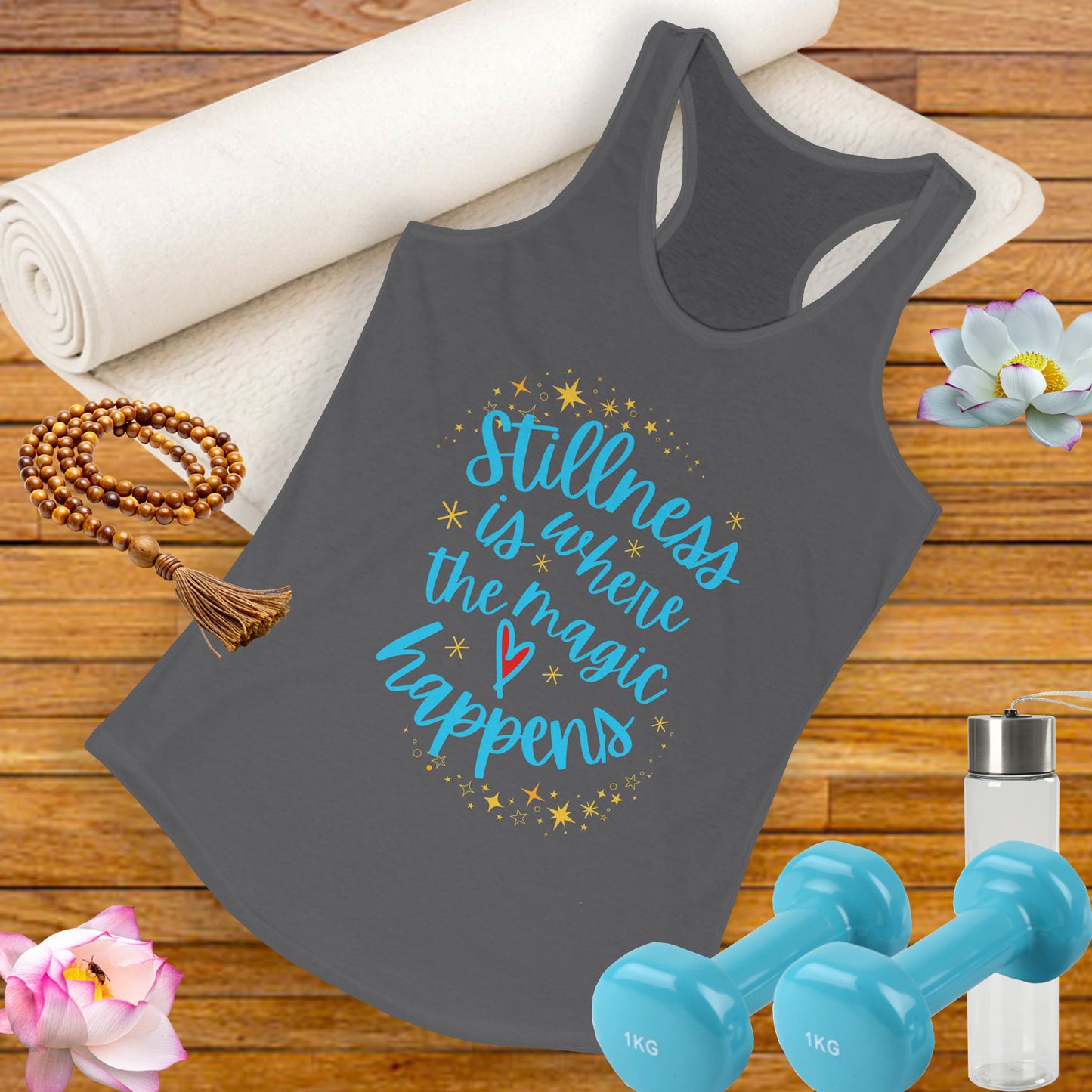 Stillness is Where the Magic Happens - Celestial Affirmation Racerback Tank