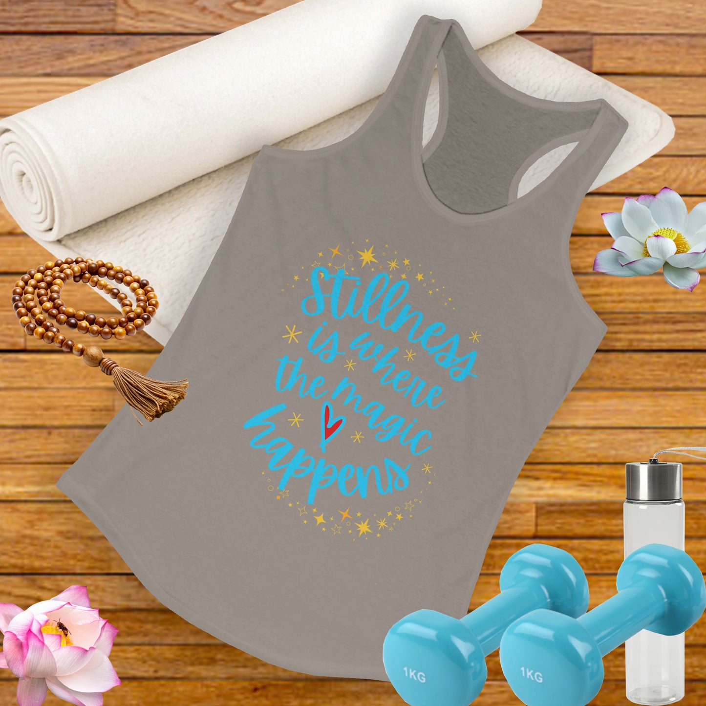 Stillness is Where the Magic Happens - Celestial Affirmation Racerback Tank