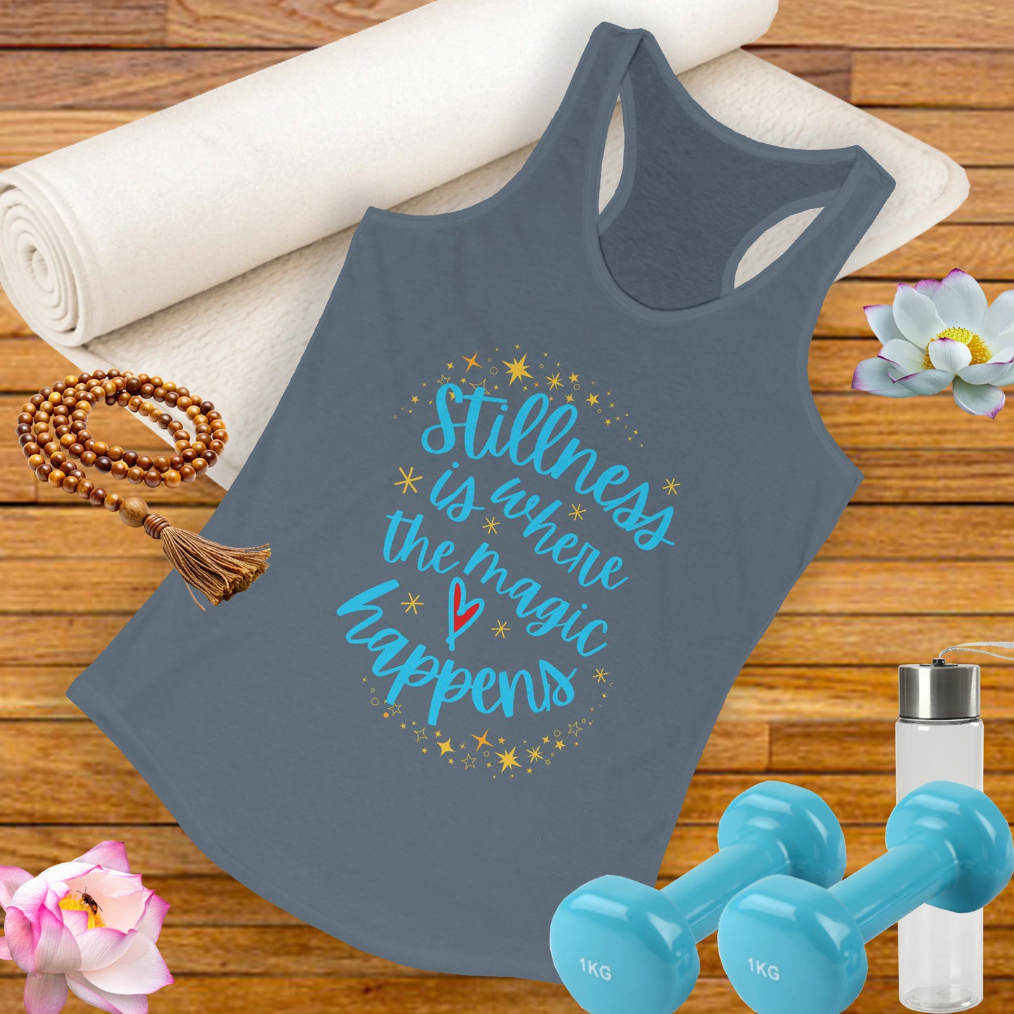 Stillness is Where the Magic Happens - Celestial Affirmation Racerback Tank