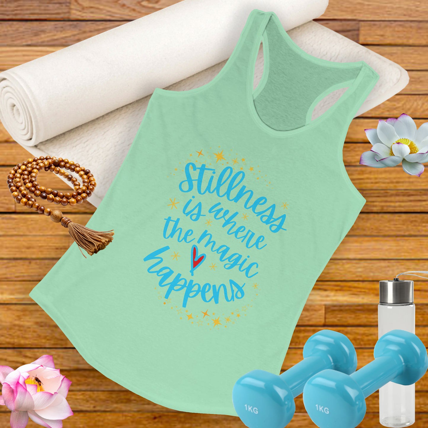 Stillness is Where the Magic Happens - Celestial Affirmation Racerback Tank