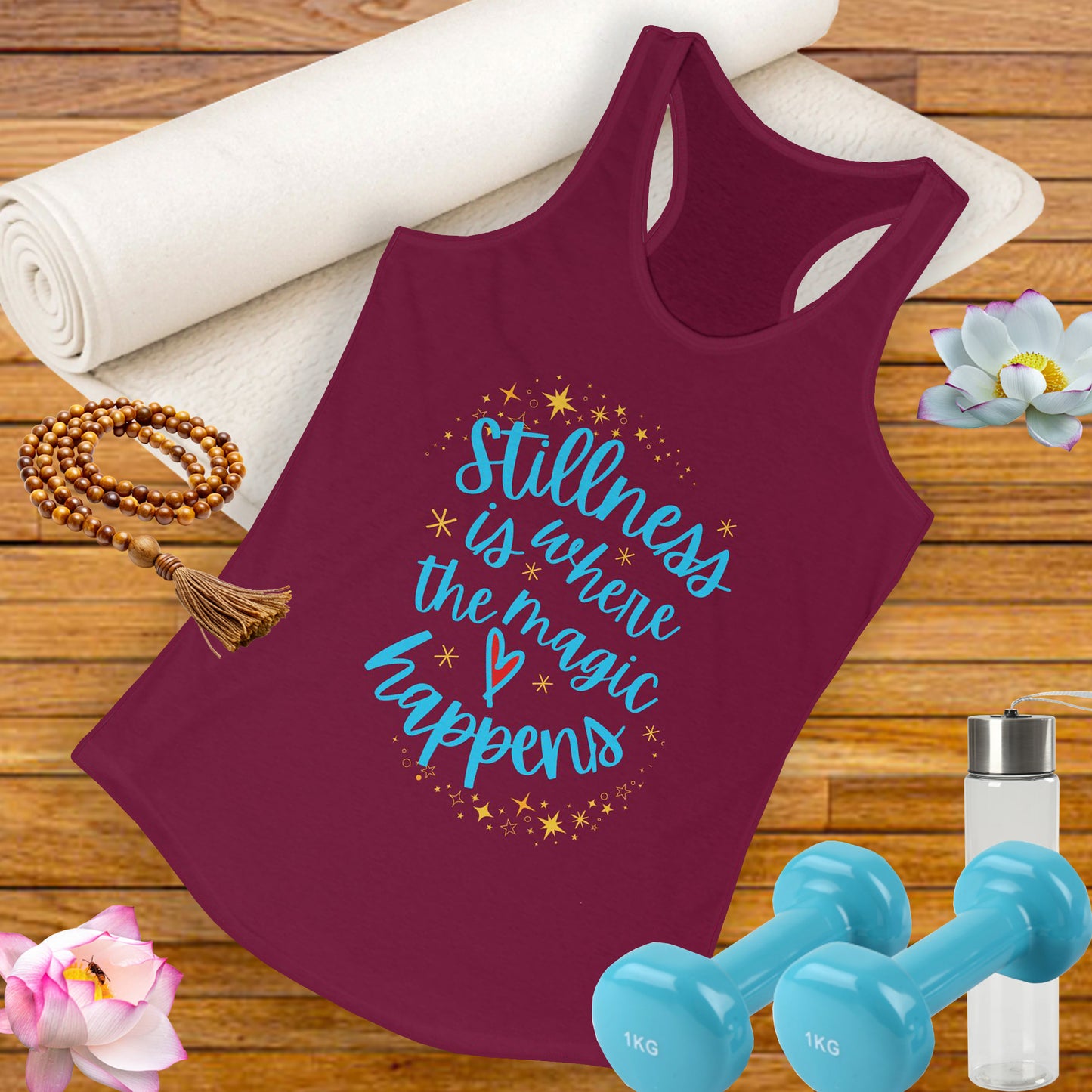Stillness is Where the Magic Happens - Celestial Affirmation Racerback Tank