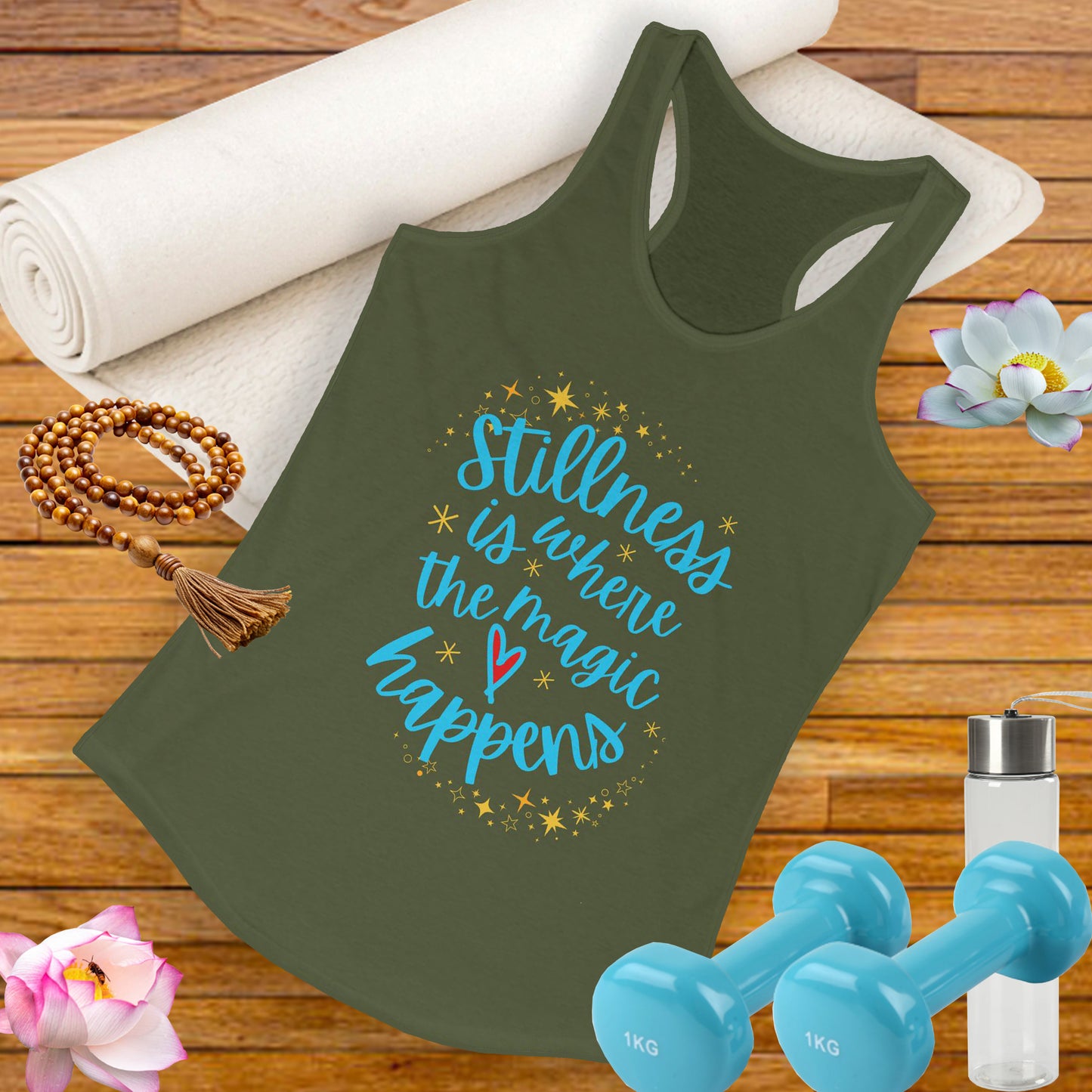 Stillness is Where the Magic Happens - Celestial Affirmation Racerback Tank