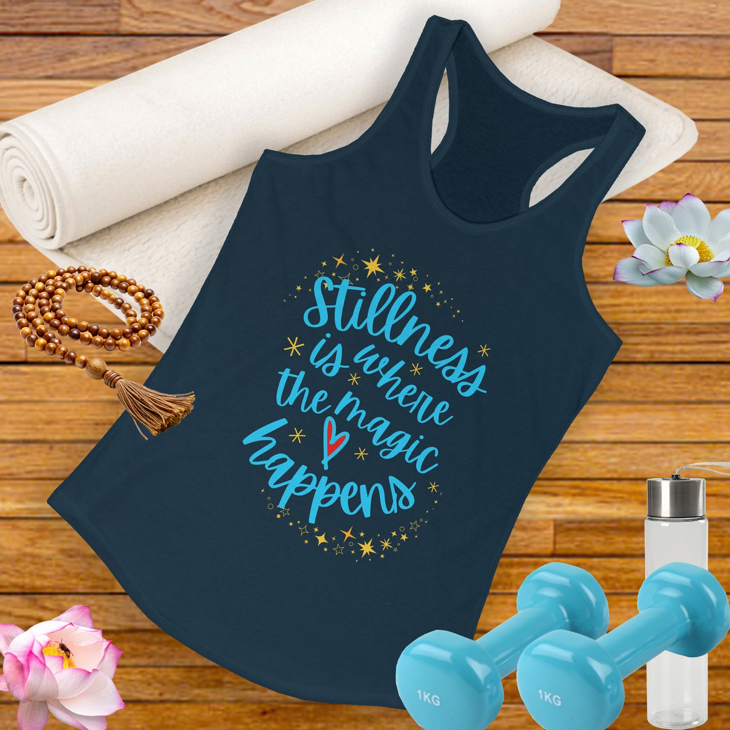 Stillness is Where the Magic Happens - Celestial Affirmation Racerback Tank