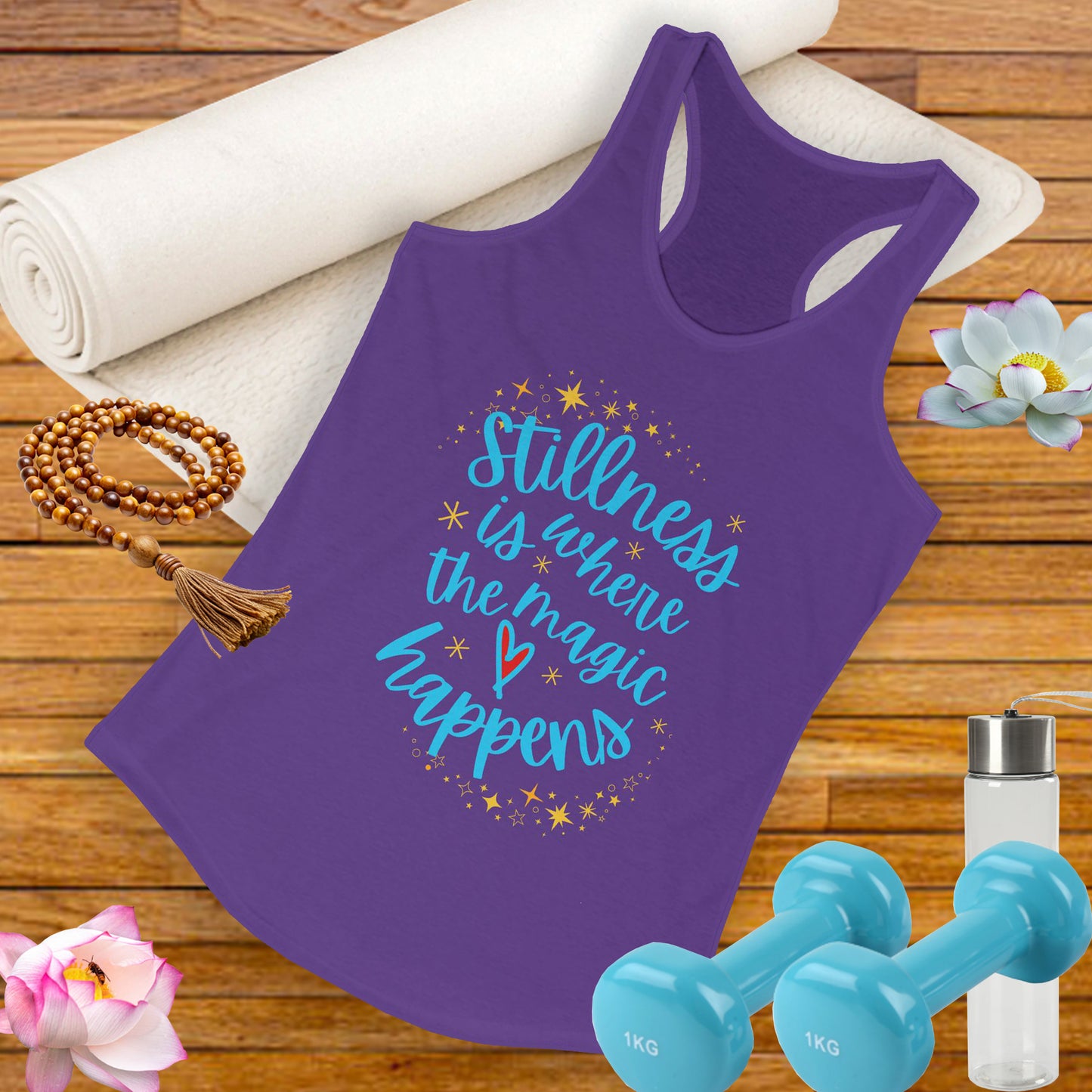Stillness is Where the Magic Happens - Celestial Affirmation Racerback Tank