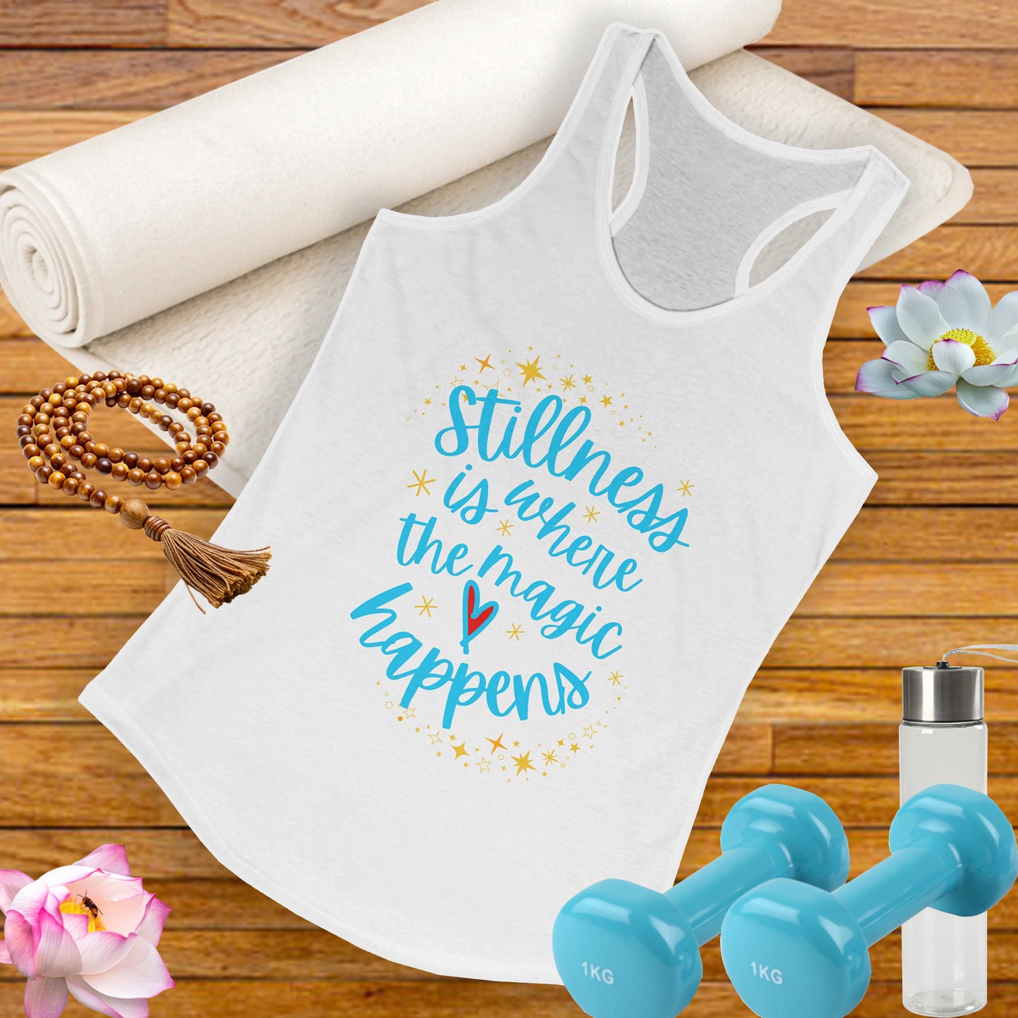Stillness is Where the Magic Happens - Celestial Affirmation Racerback Tank