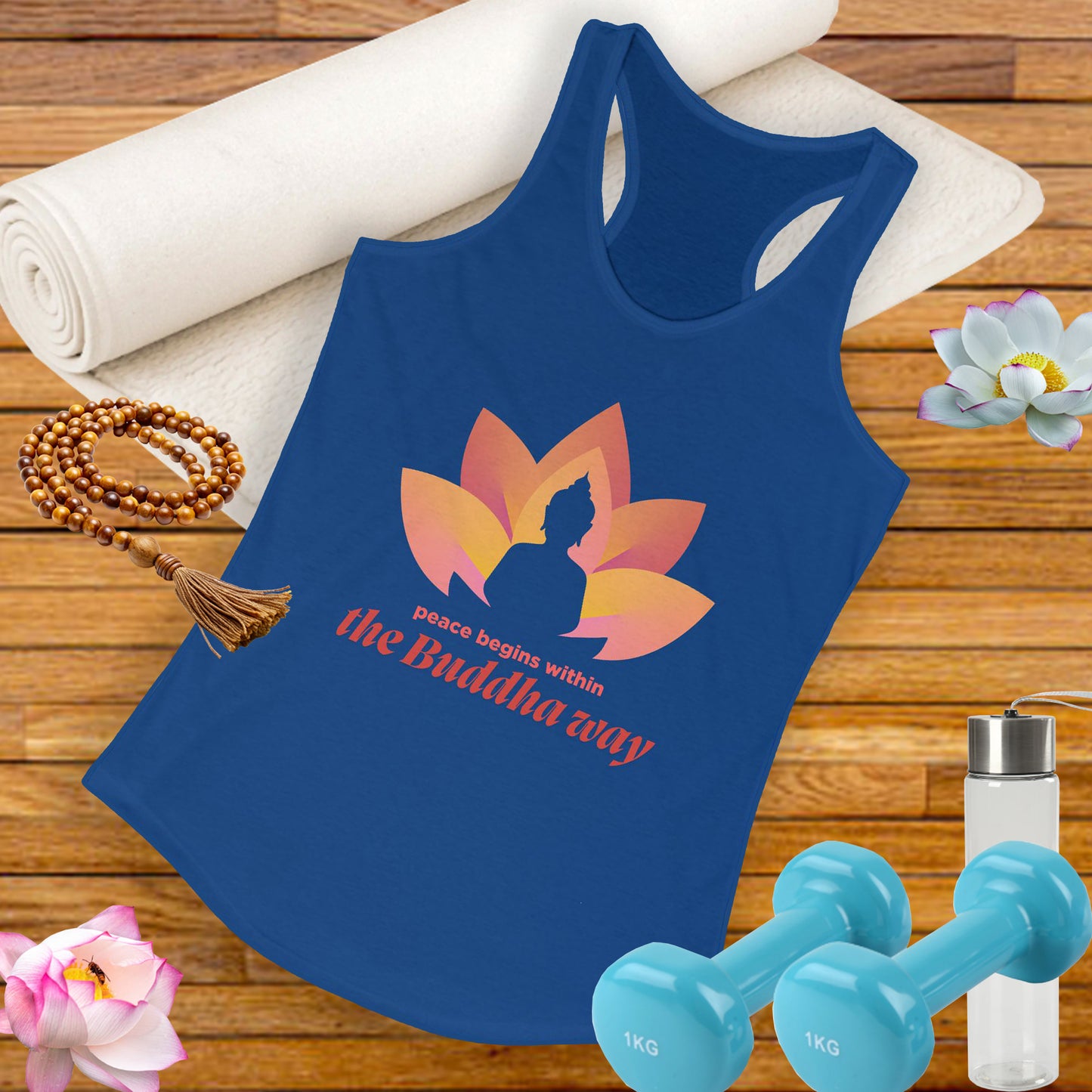 Peace Begins Within Racerback Tank – The Buddha Way to Calm & Clarity