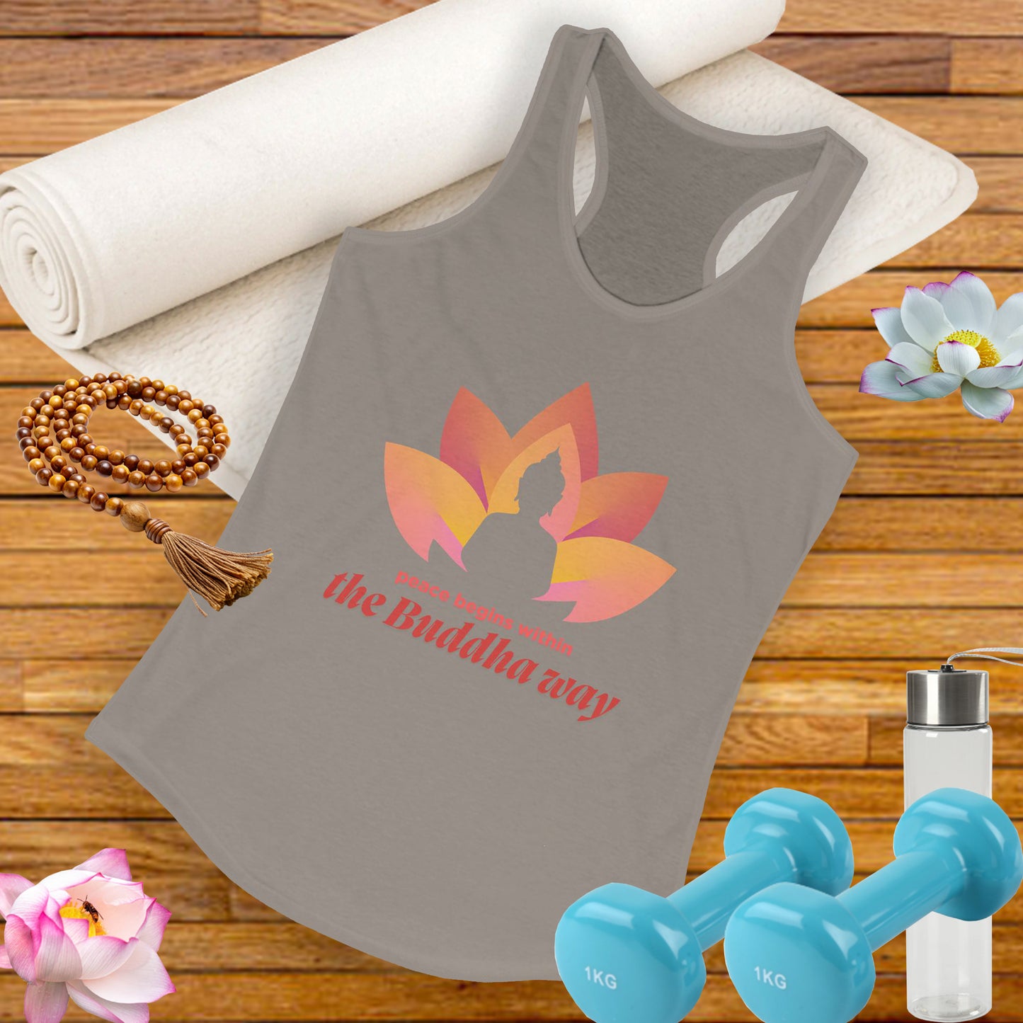 Peace Begins Within Racerback Tank – The Buddha Way to Calm & Clarity