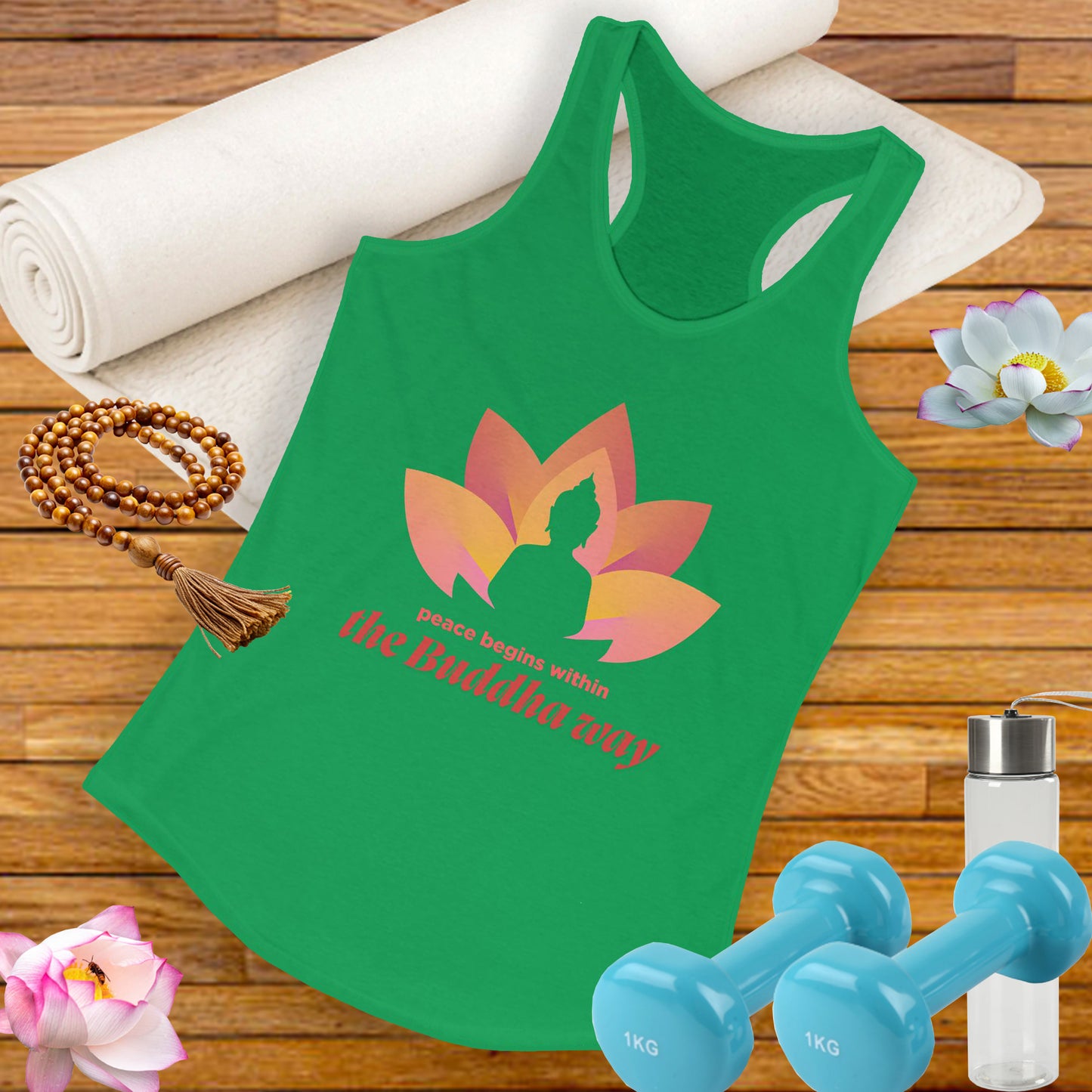 Peace Begins Within Racerback Tank – The Buddha Way to Calm & Clarity